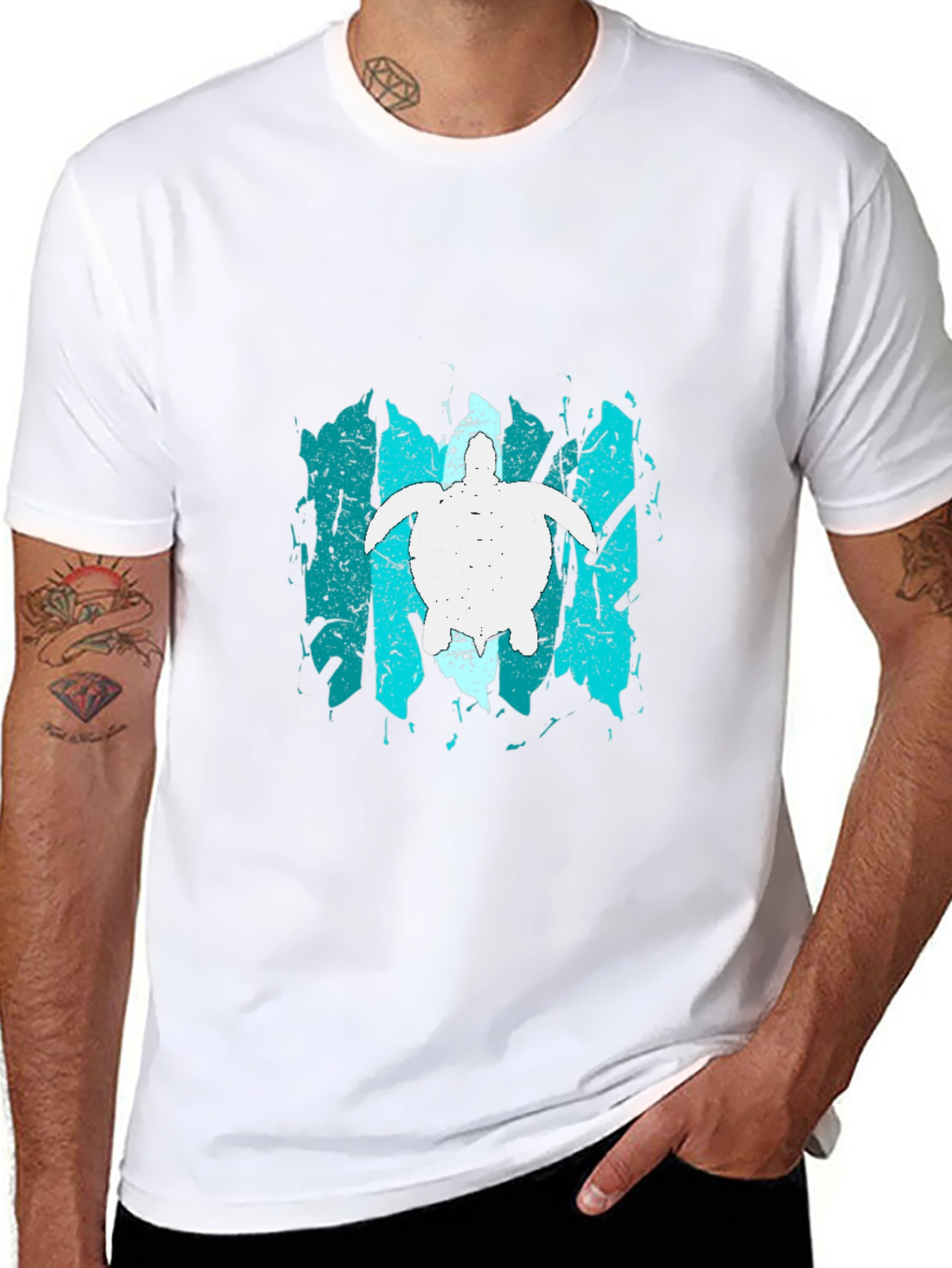 Turtle Graphic Tee - Black Cotton Casual Top