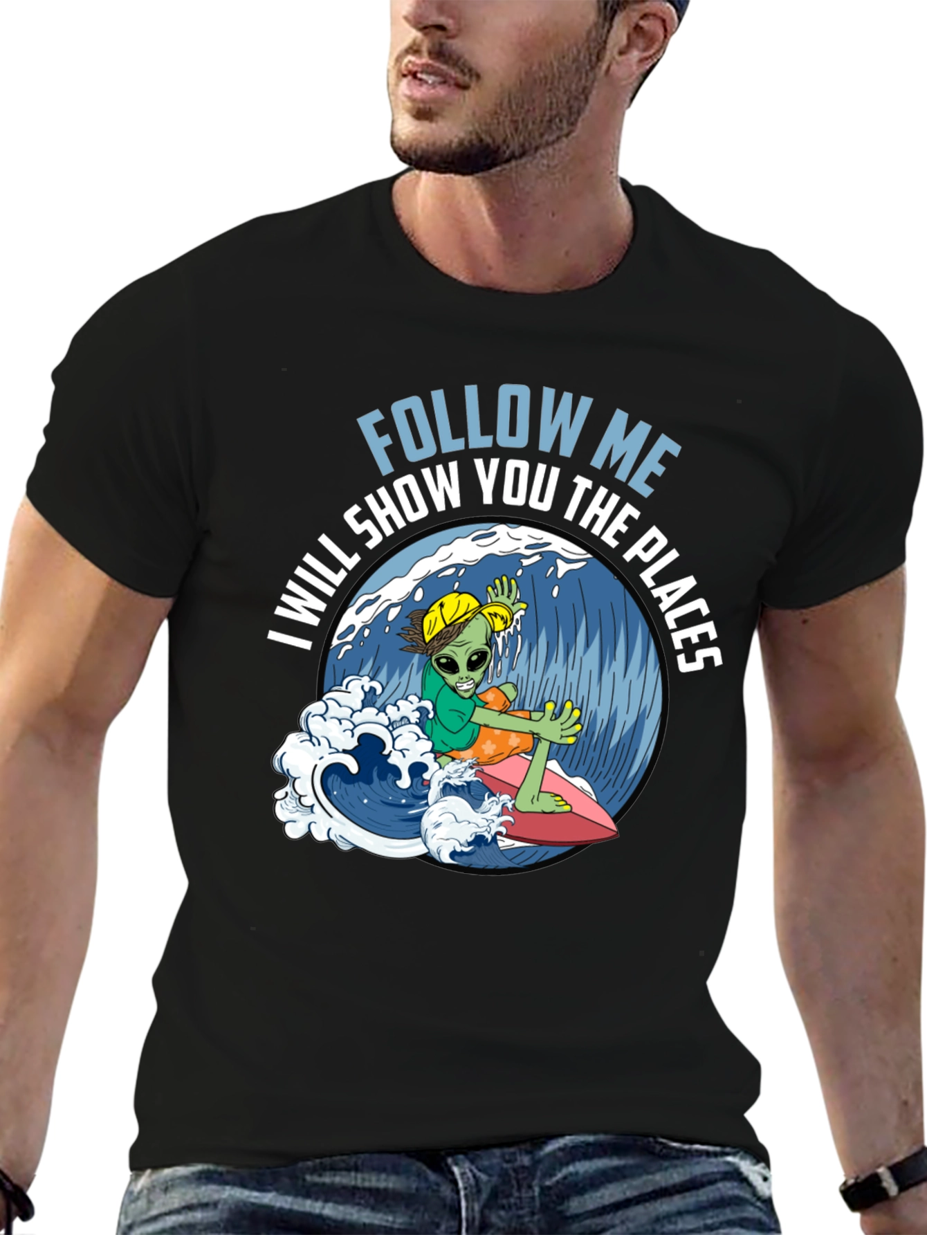 Alien Surfer T-Shirt - Follow Me!
