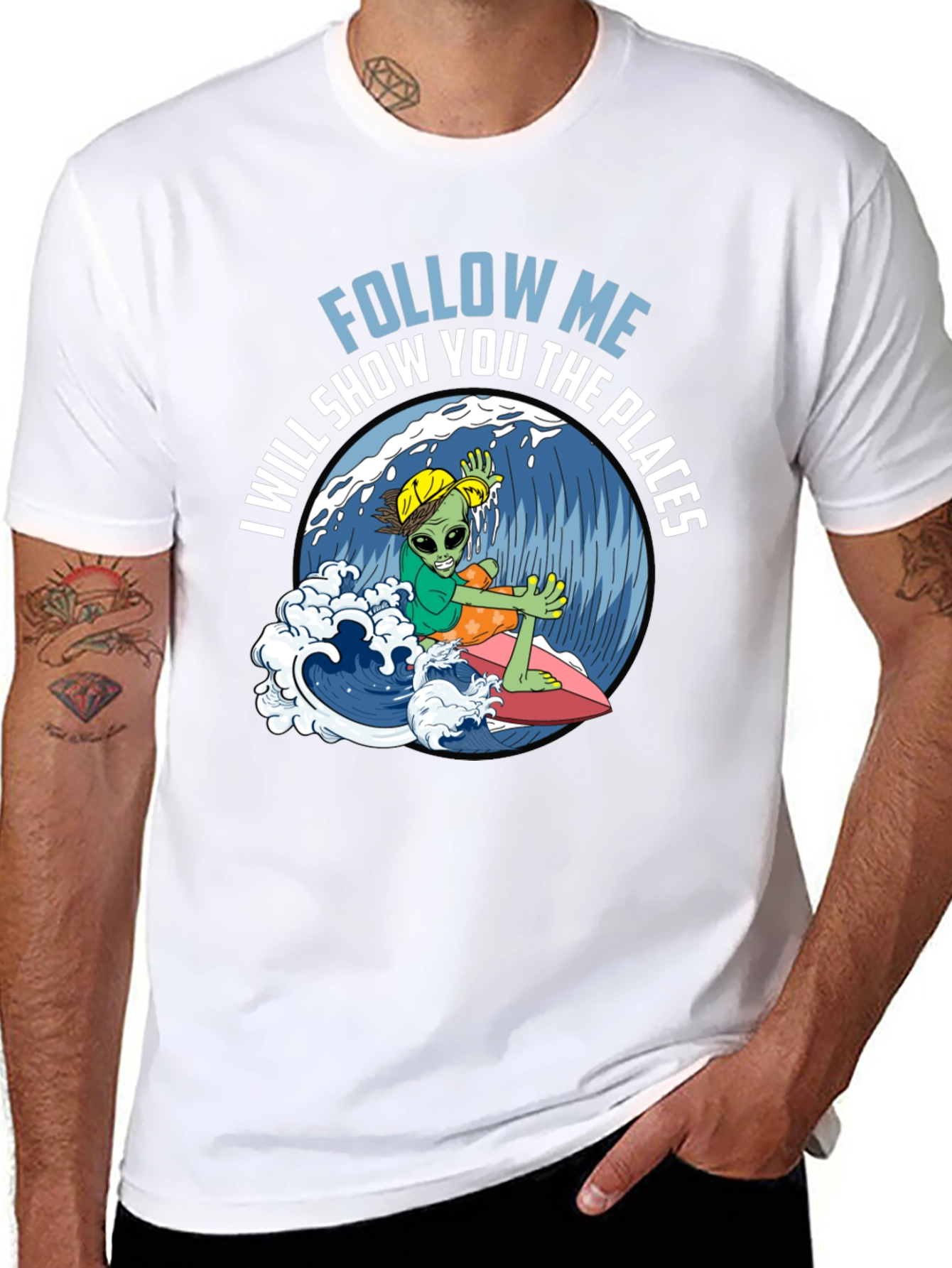Alien Surfer T-Shirt - Follow Me!