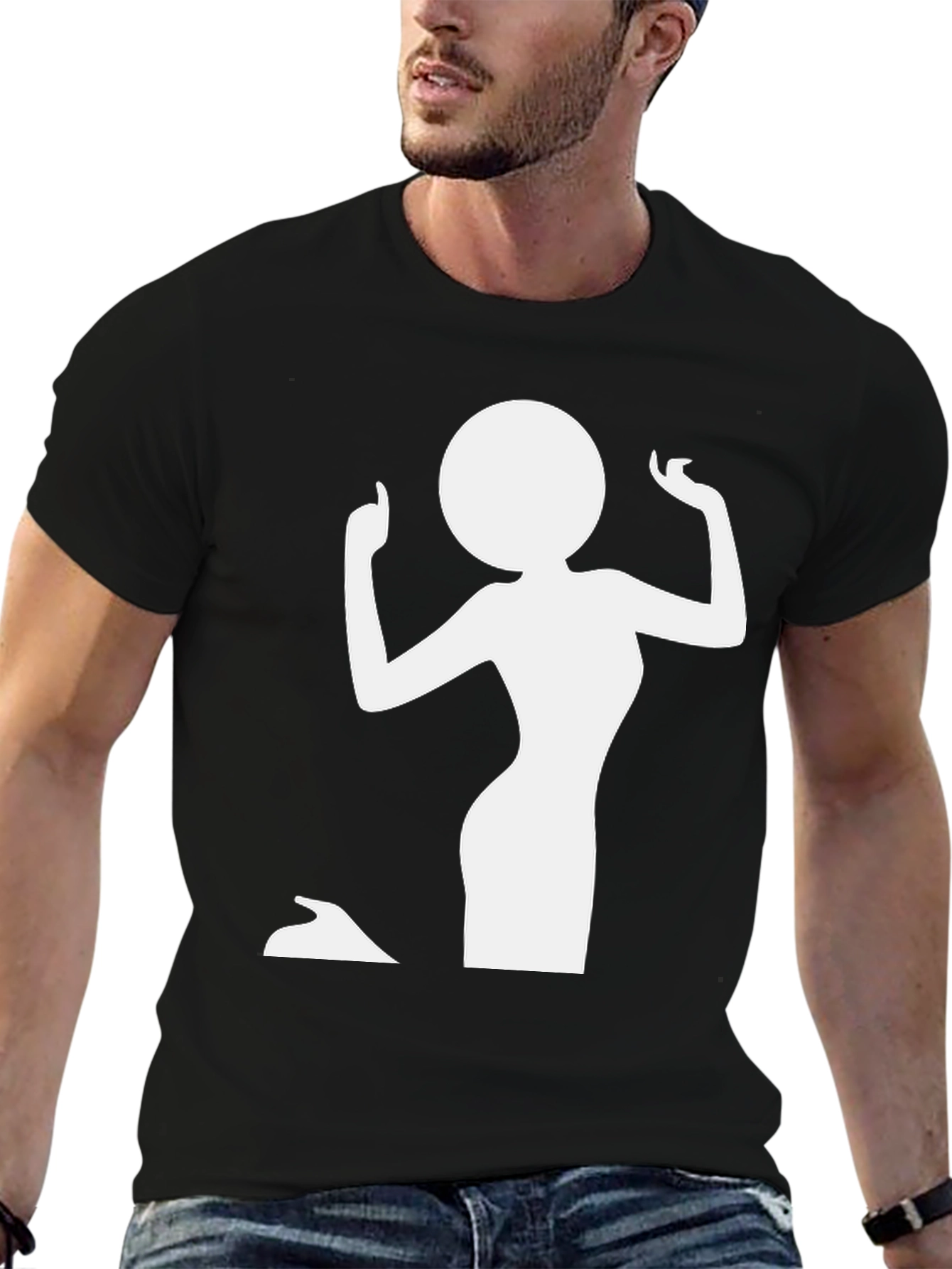 Silhouette Woman Graphic Tee - Black Casual T-Shirt