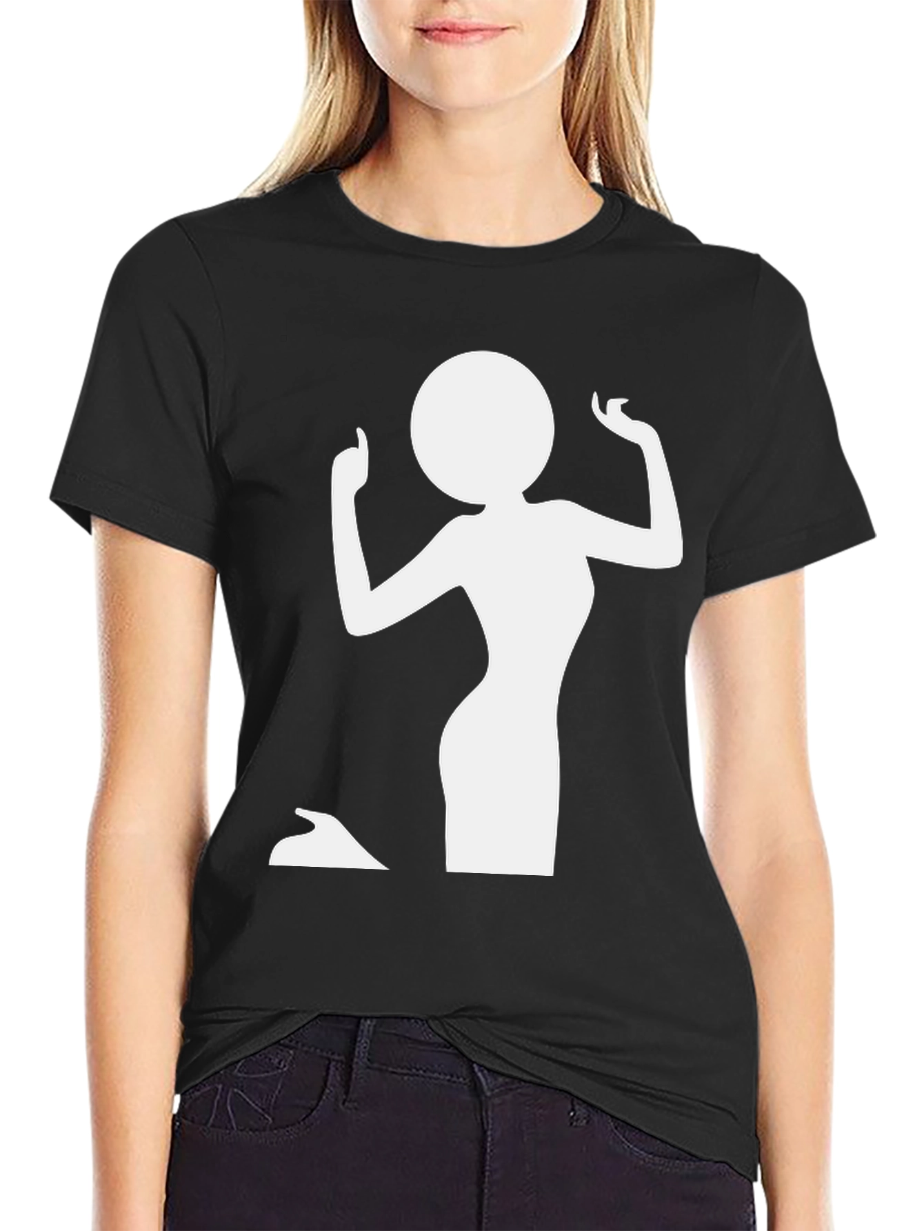 Silhouette Woman Graphic Tee - Black Casual T-Shirt