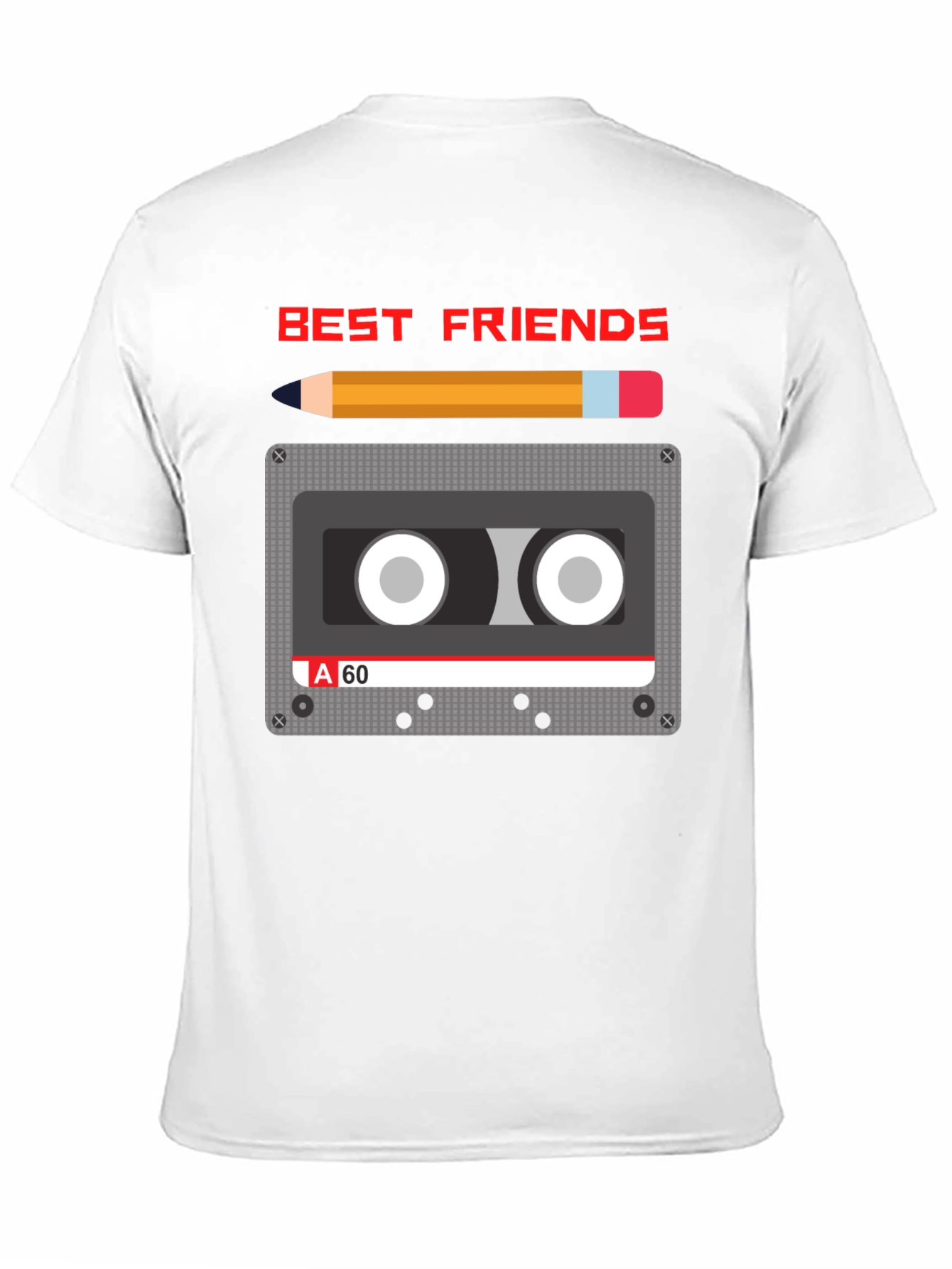 Retro Cassette & Pencil Best Friends Graphic T-Shirt