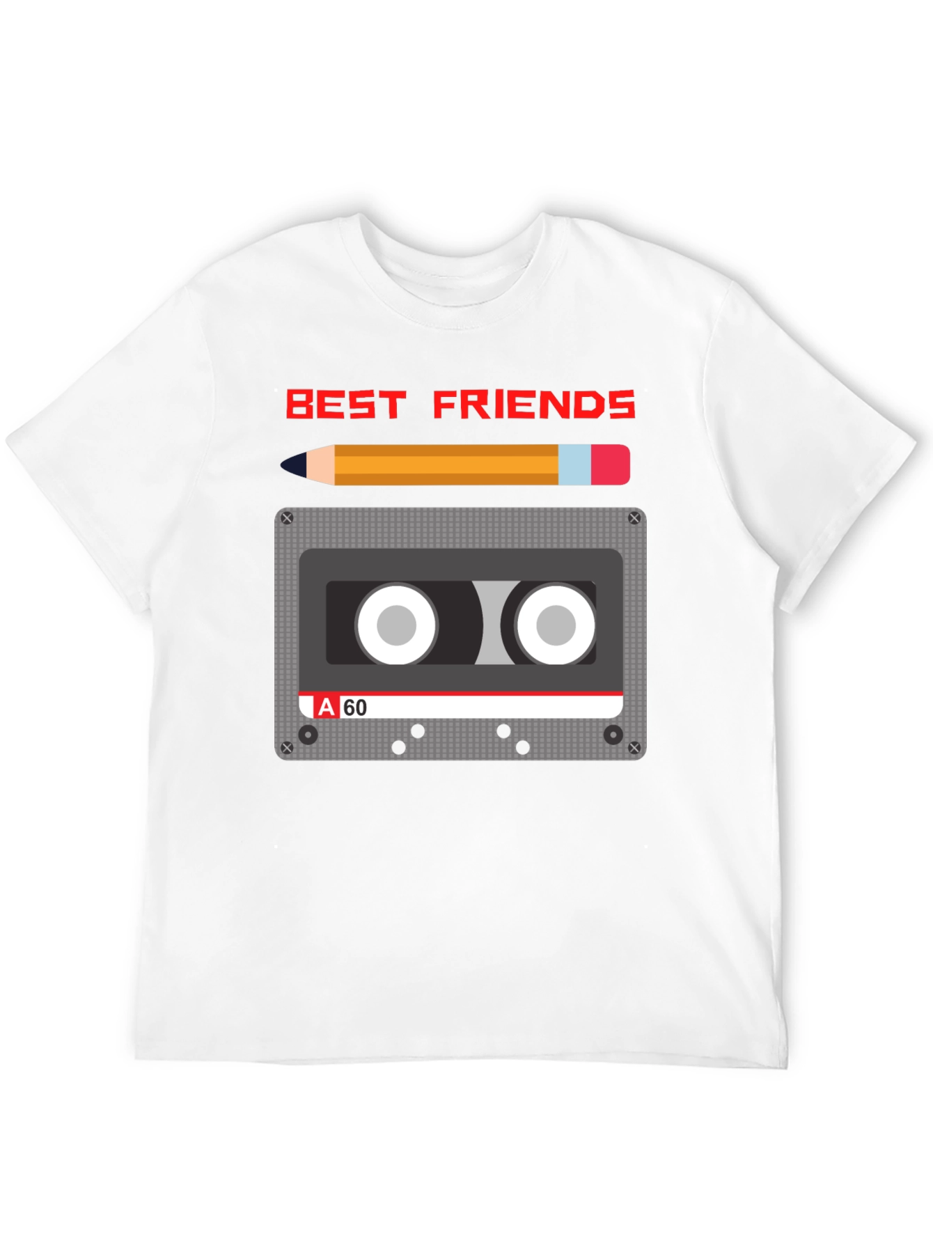 Retro Cassette & Pencil Best Friends Graphic T-Shirt