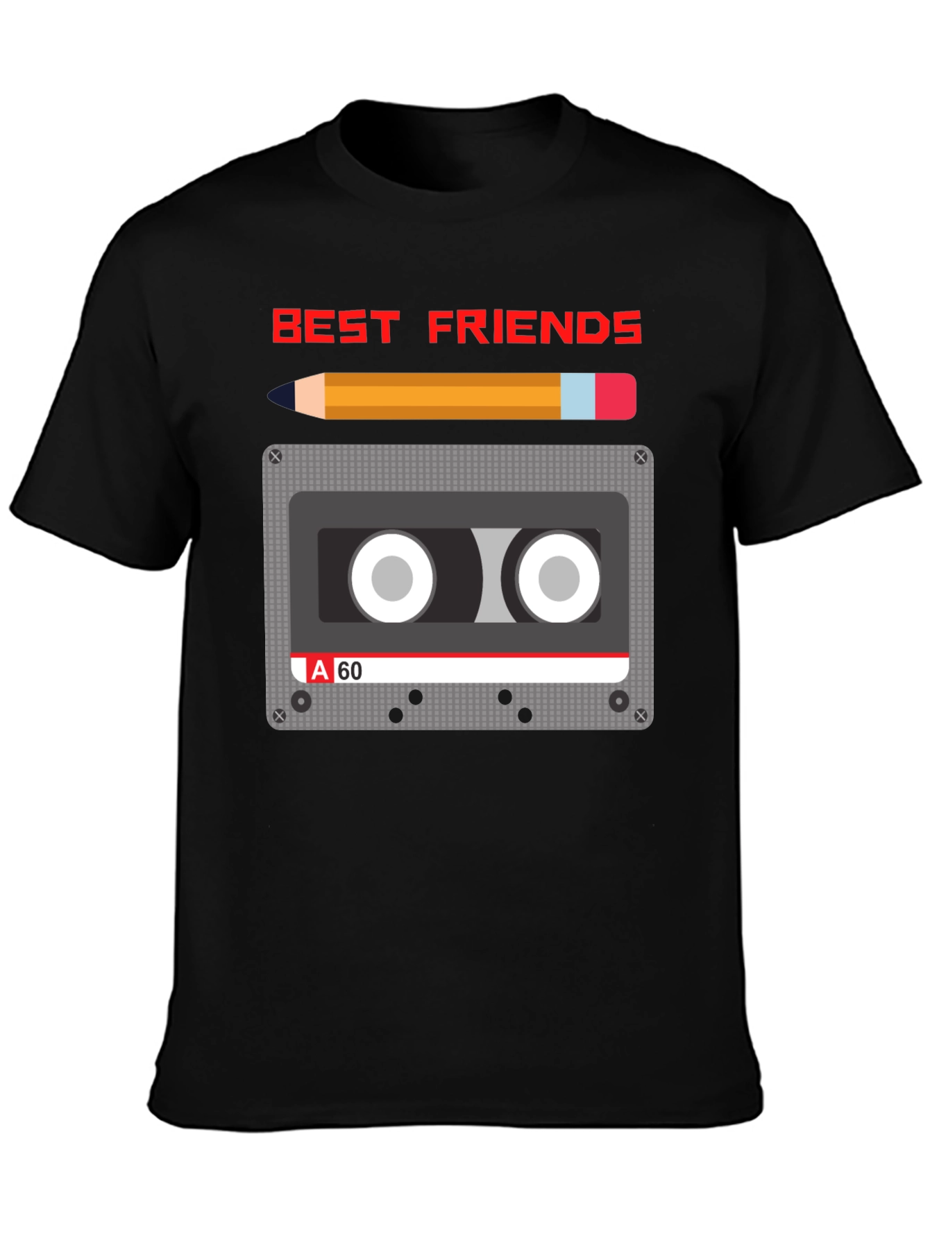 Retro Cassette & Pencil Best Friends Graphic T-Shirt