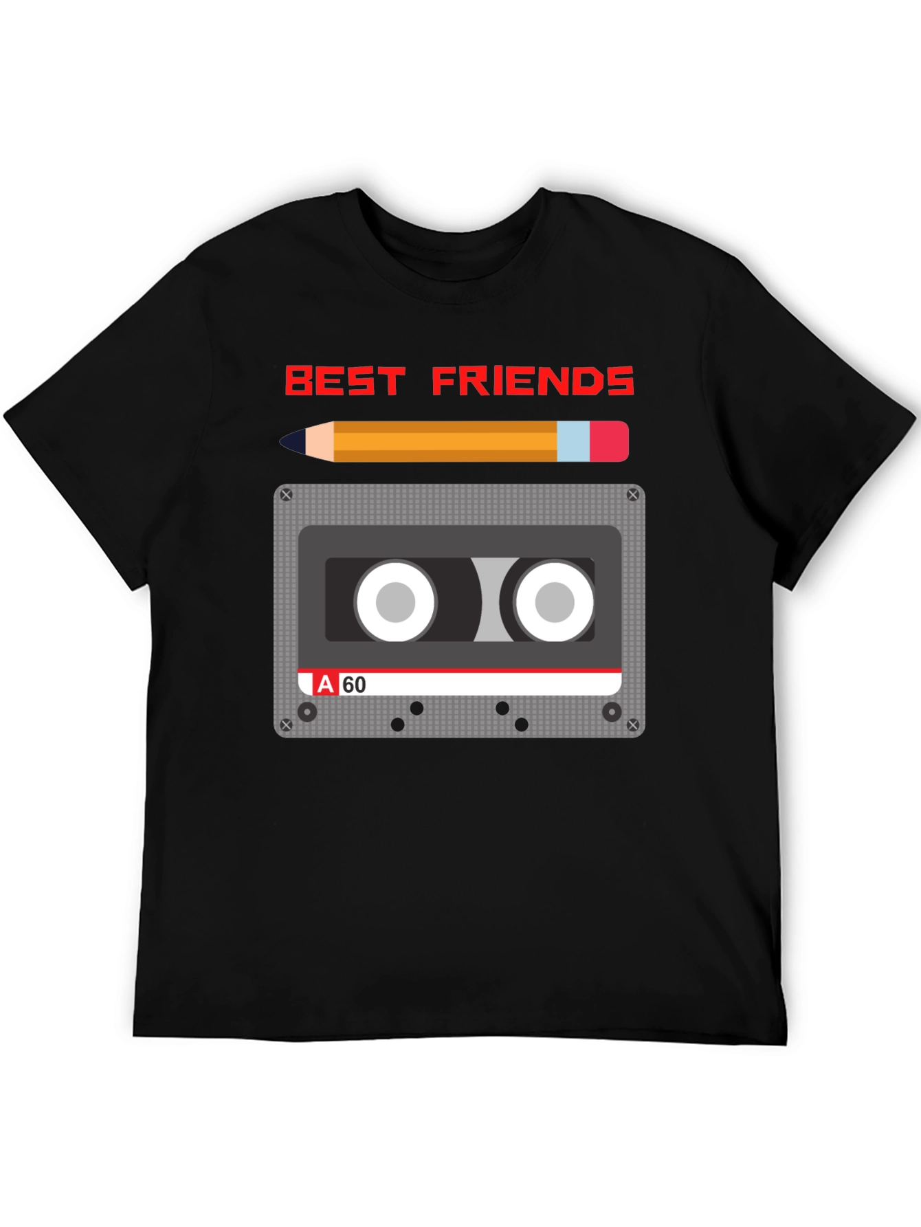 Retro Cassette & Pencil Best Friends Graphic T-Shirt