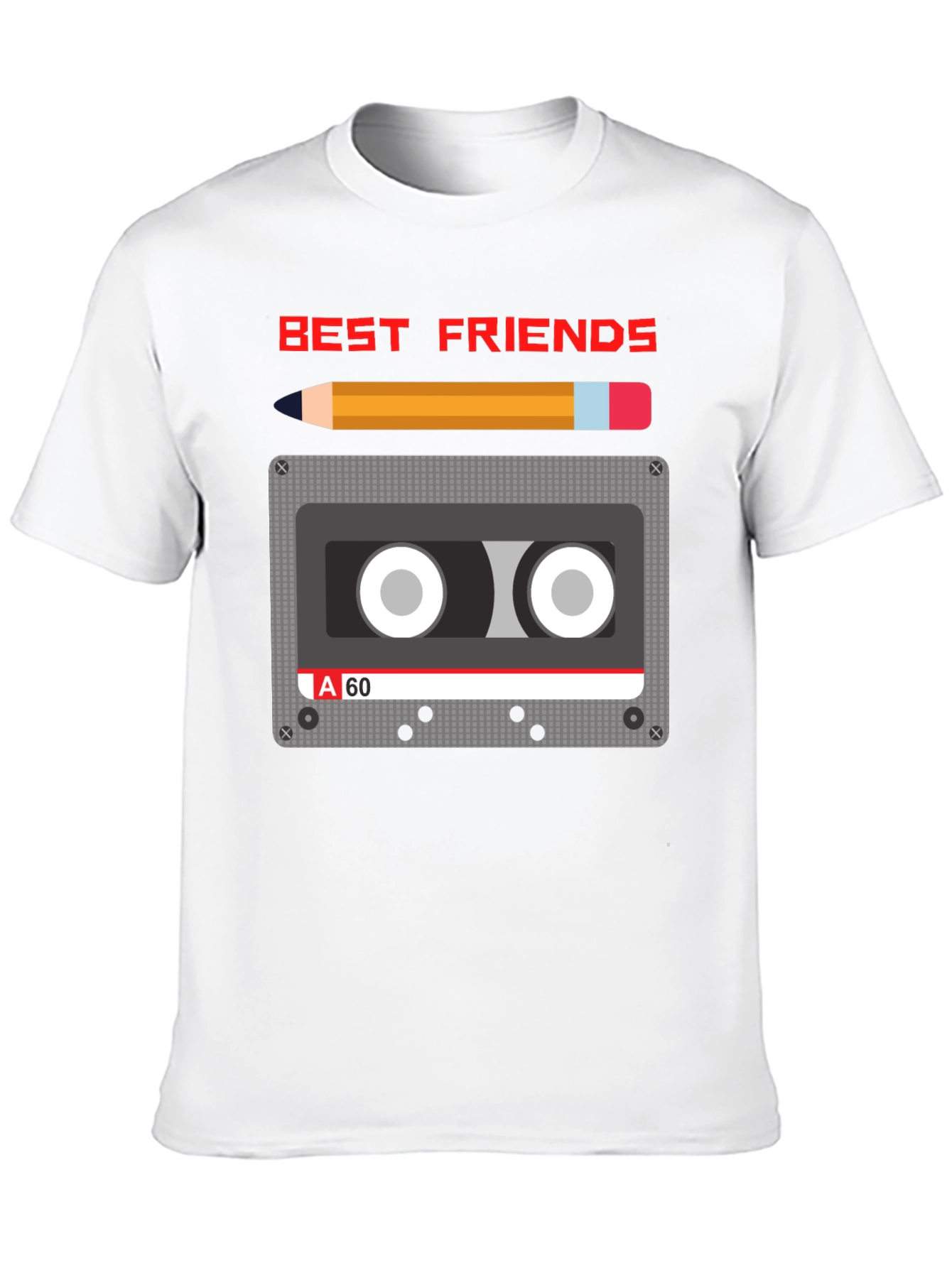 Retro Cassette & Pencil Best Friends Graphic T-Shirt