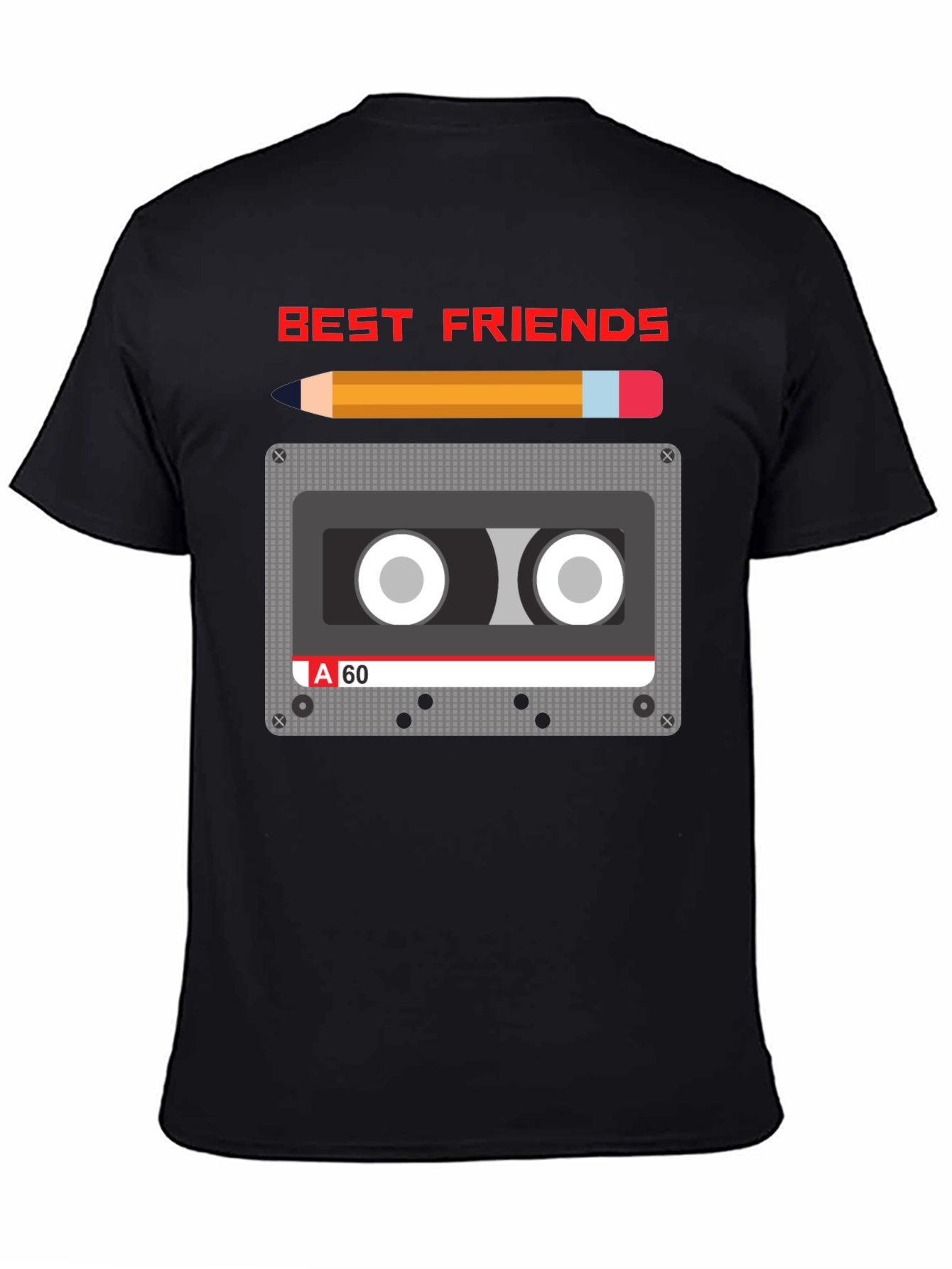 Retro Cassette & Pencil Best Friends Graphic T-Shirt