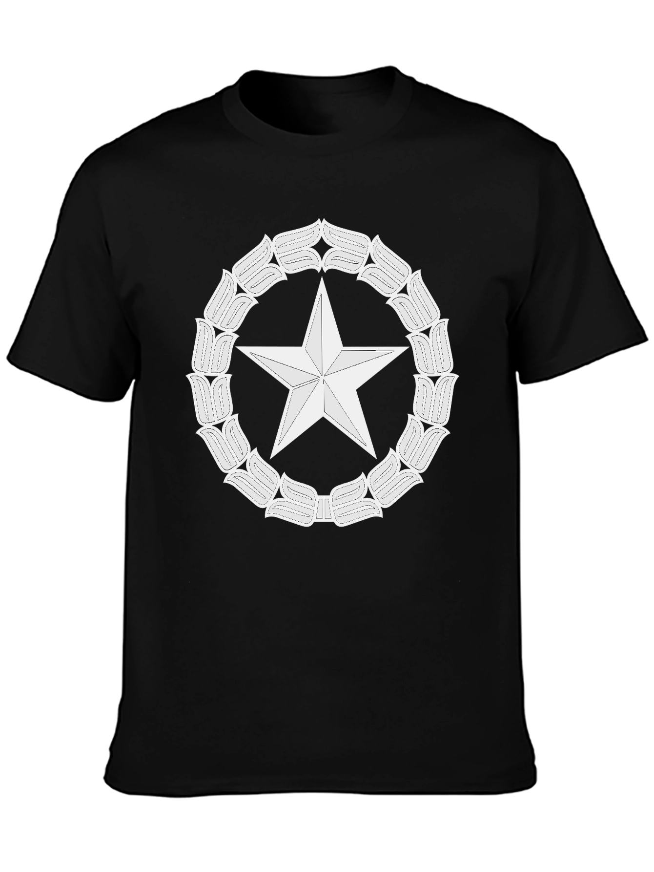 Star & Floral Wreath Graphic Tee - Black