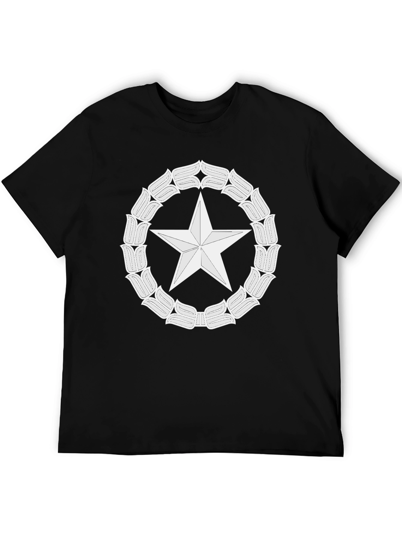 Star & Floral Wreath Graphic Tee - Black