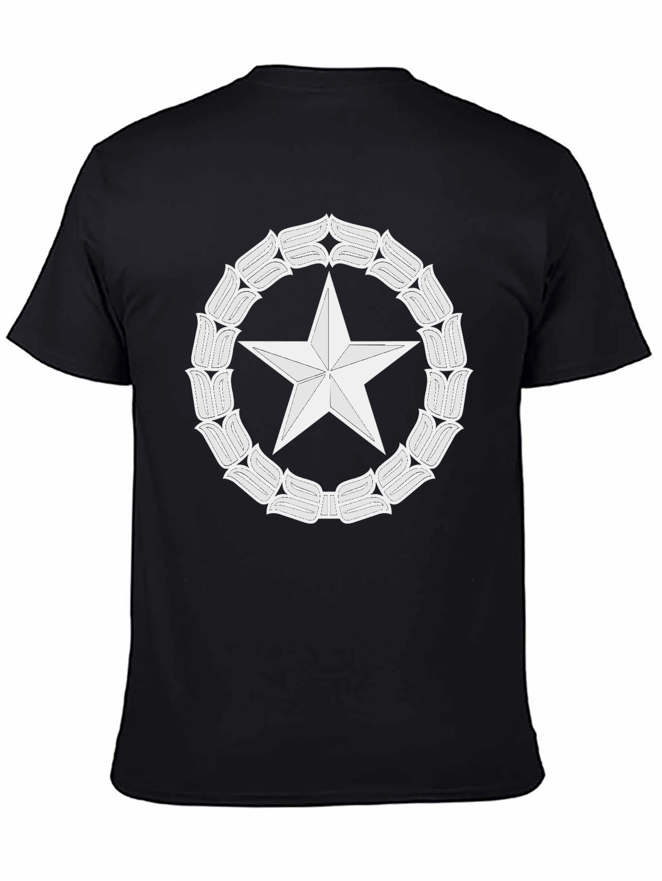 Star & Floral Wreath Graphic Tee - Black