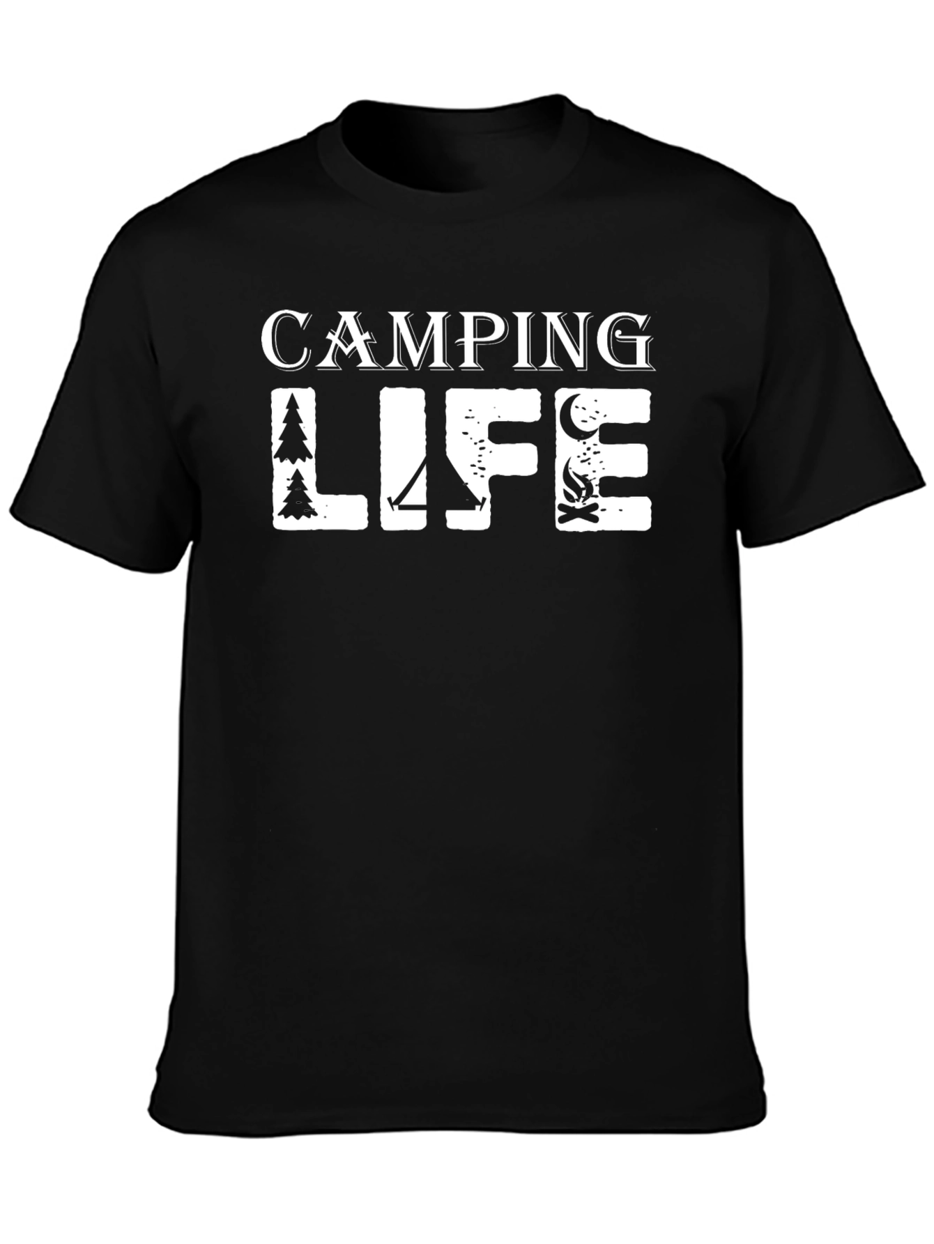 Camping Life Black Graphic T-Shirt
