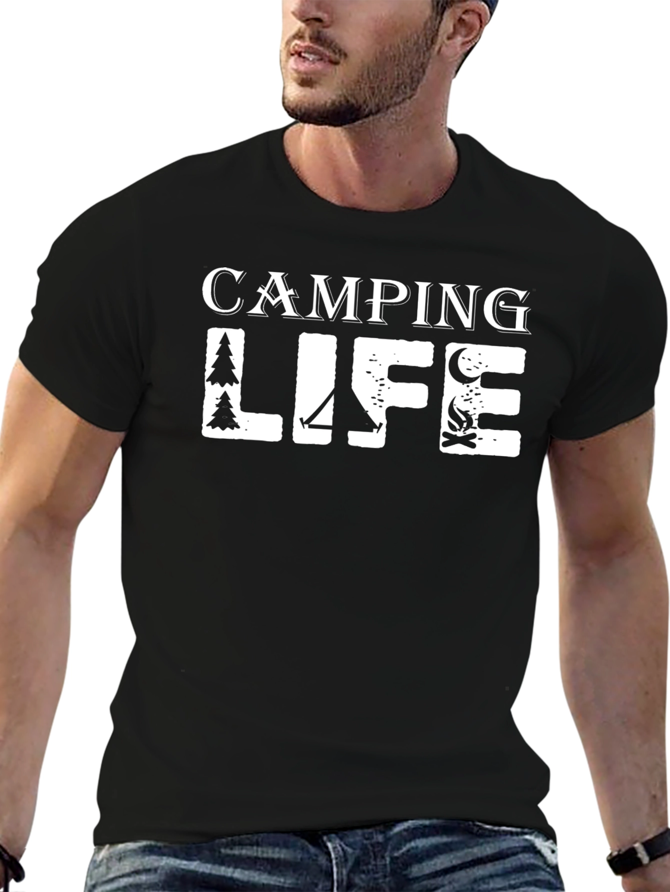 Camping Life Black Graphic T-Shirt
