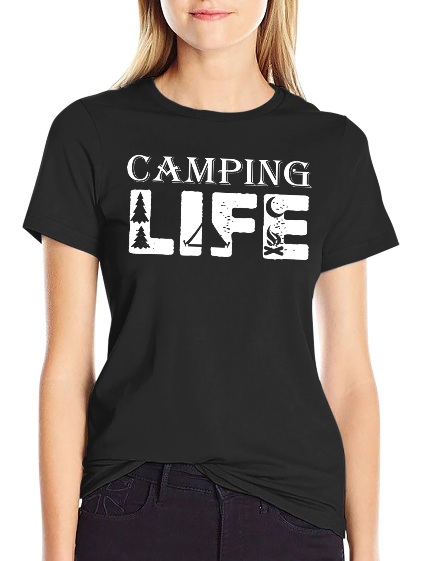 Camping Life Black Graphic T-Shirt