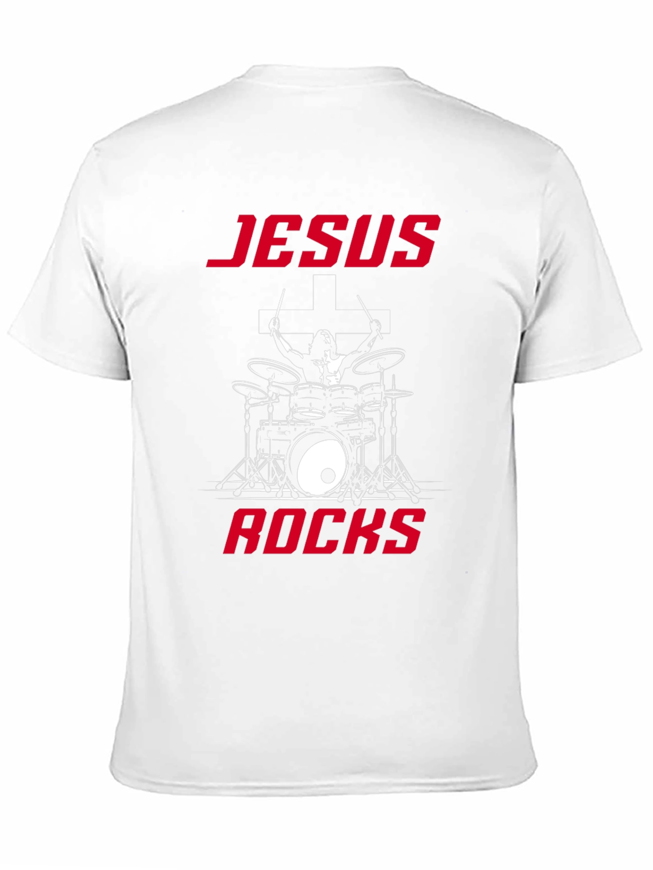 Jesus Rocks Drummer Graphic T-Shirt