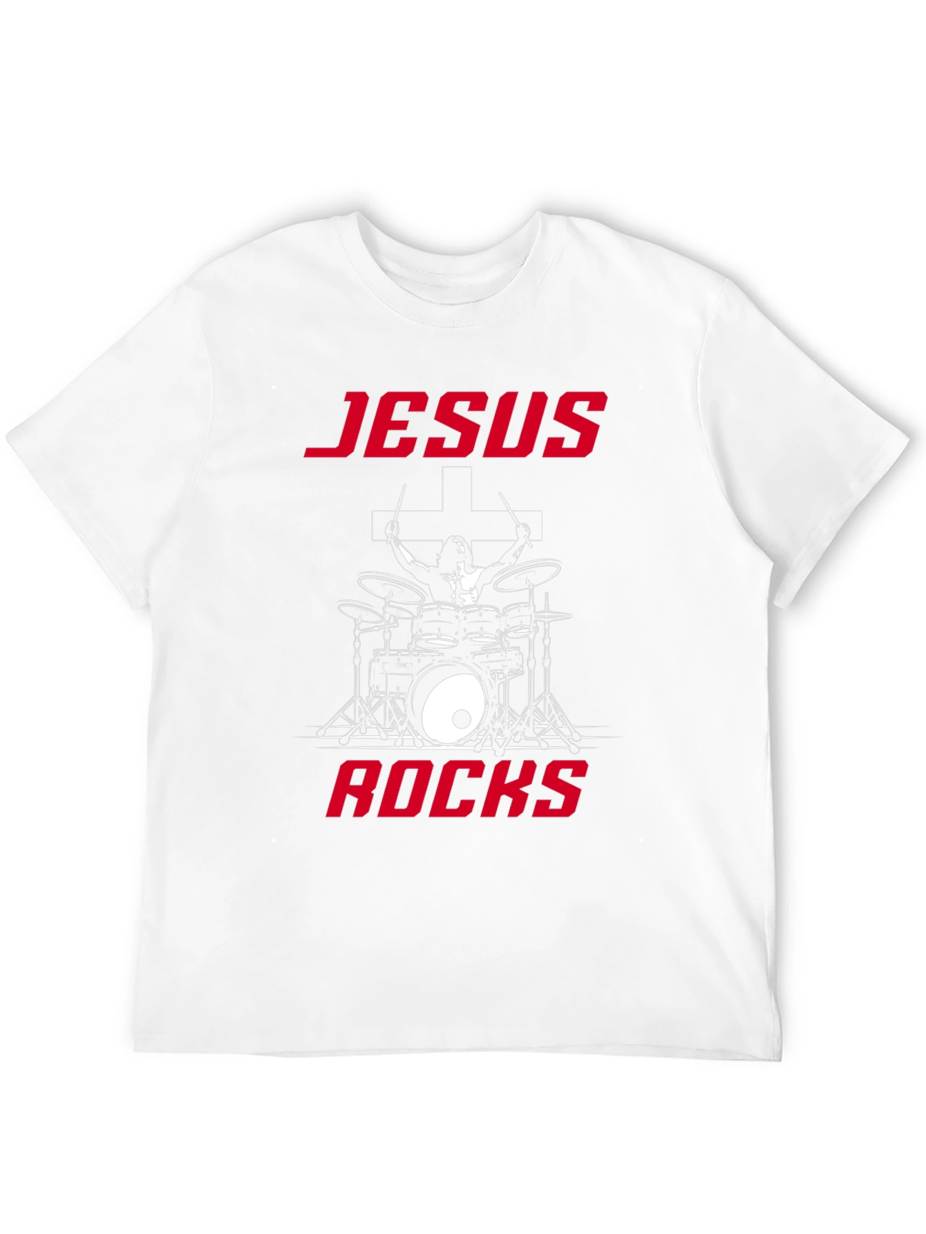 Jesus Rocks Drummer Graphic T-Shirt