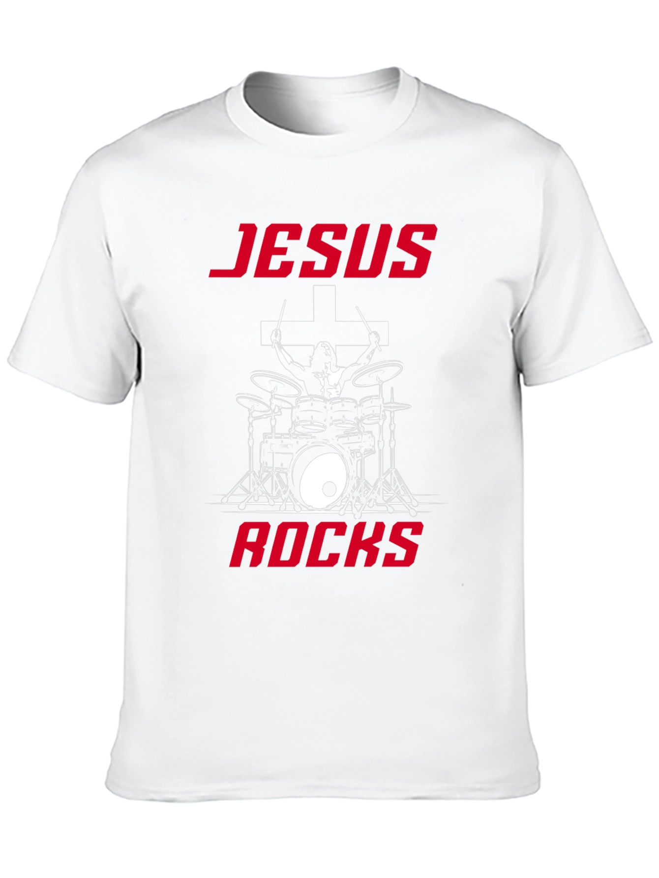 Jesus Rocks Drummer Graphic T-Shirt
