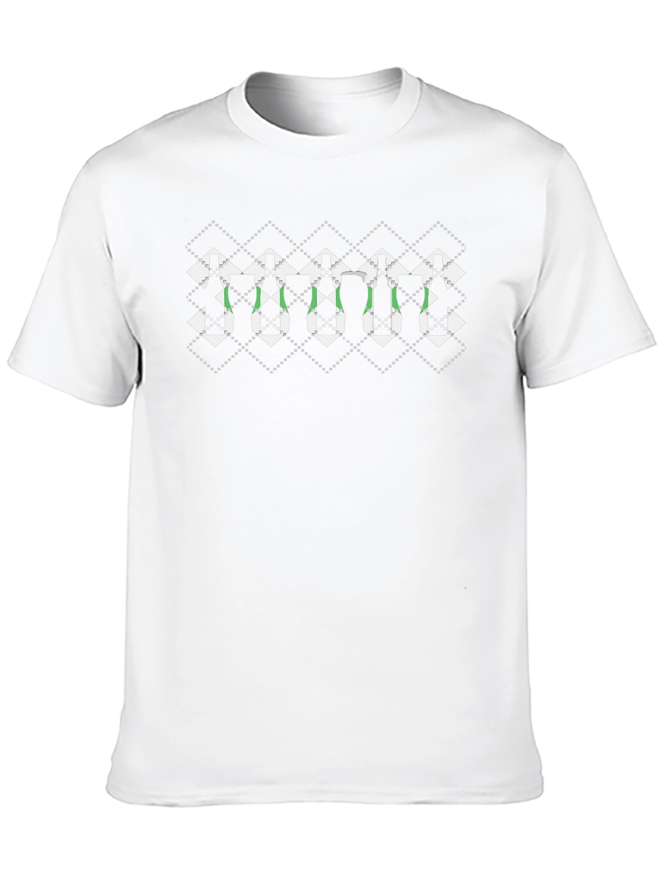 Geometric Wine Bottle Pattern Black T-Shirt