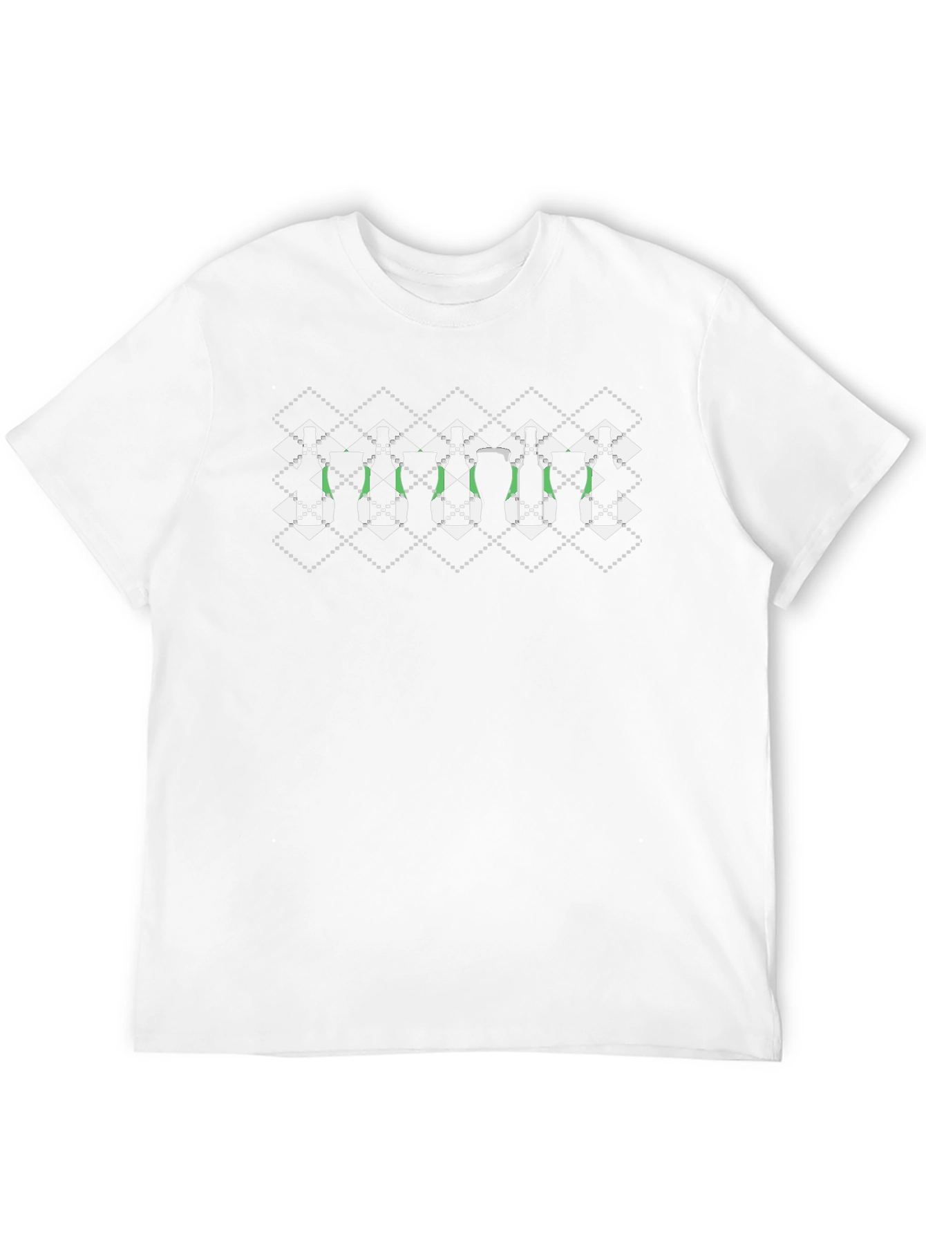 Geometric Wine Bottle Pattern Black T-Shirt