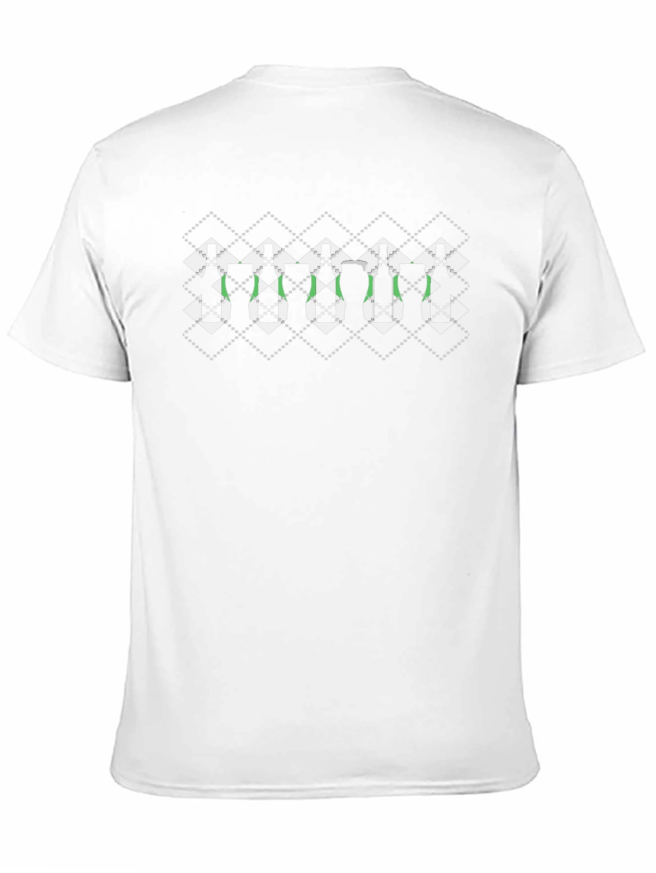 Geometric Wine Bottle Pattern Black T-Shirt