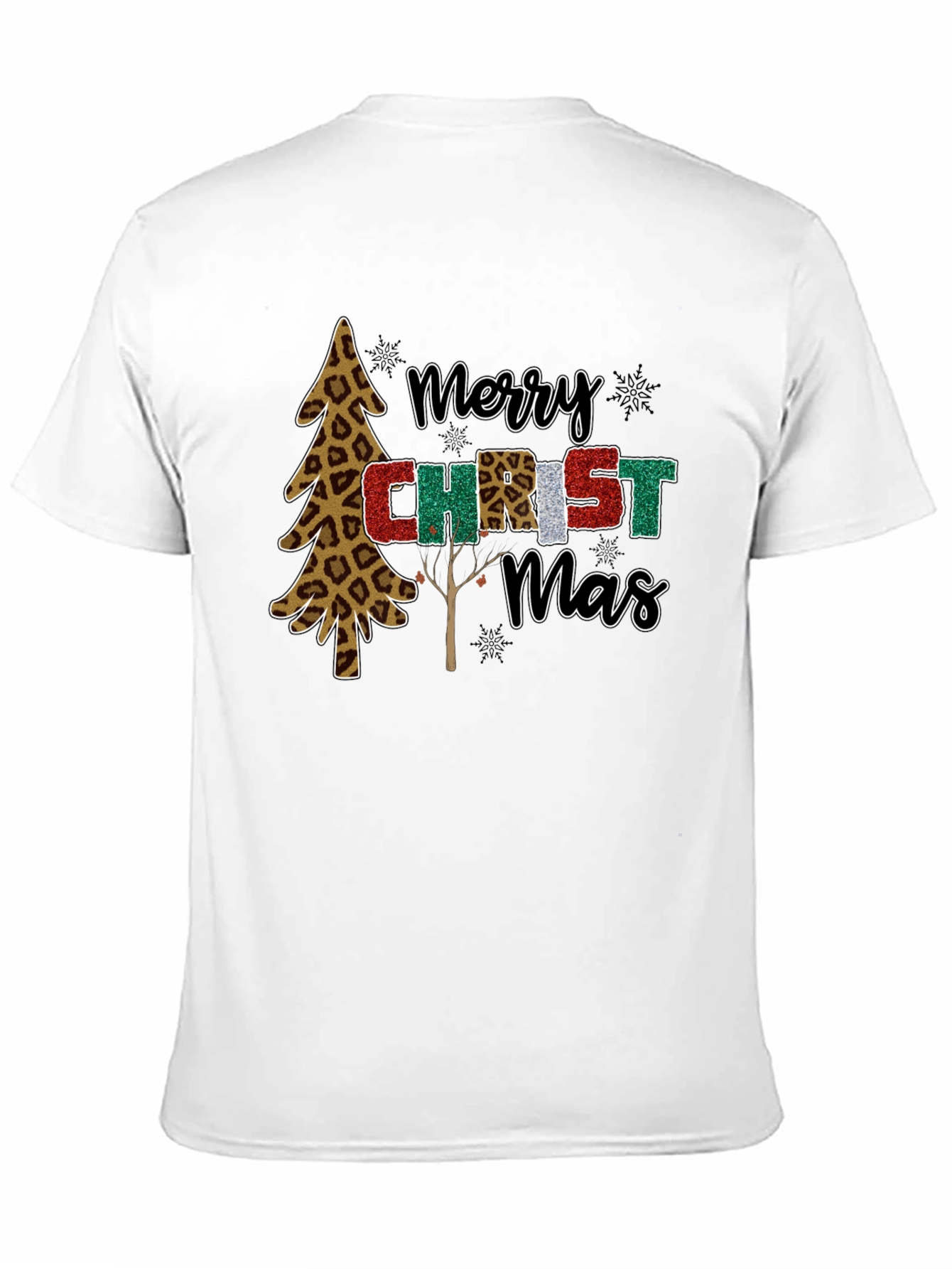 Merry Christmas Leopard Print Tree Holiday T-Shirt