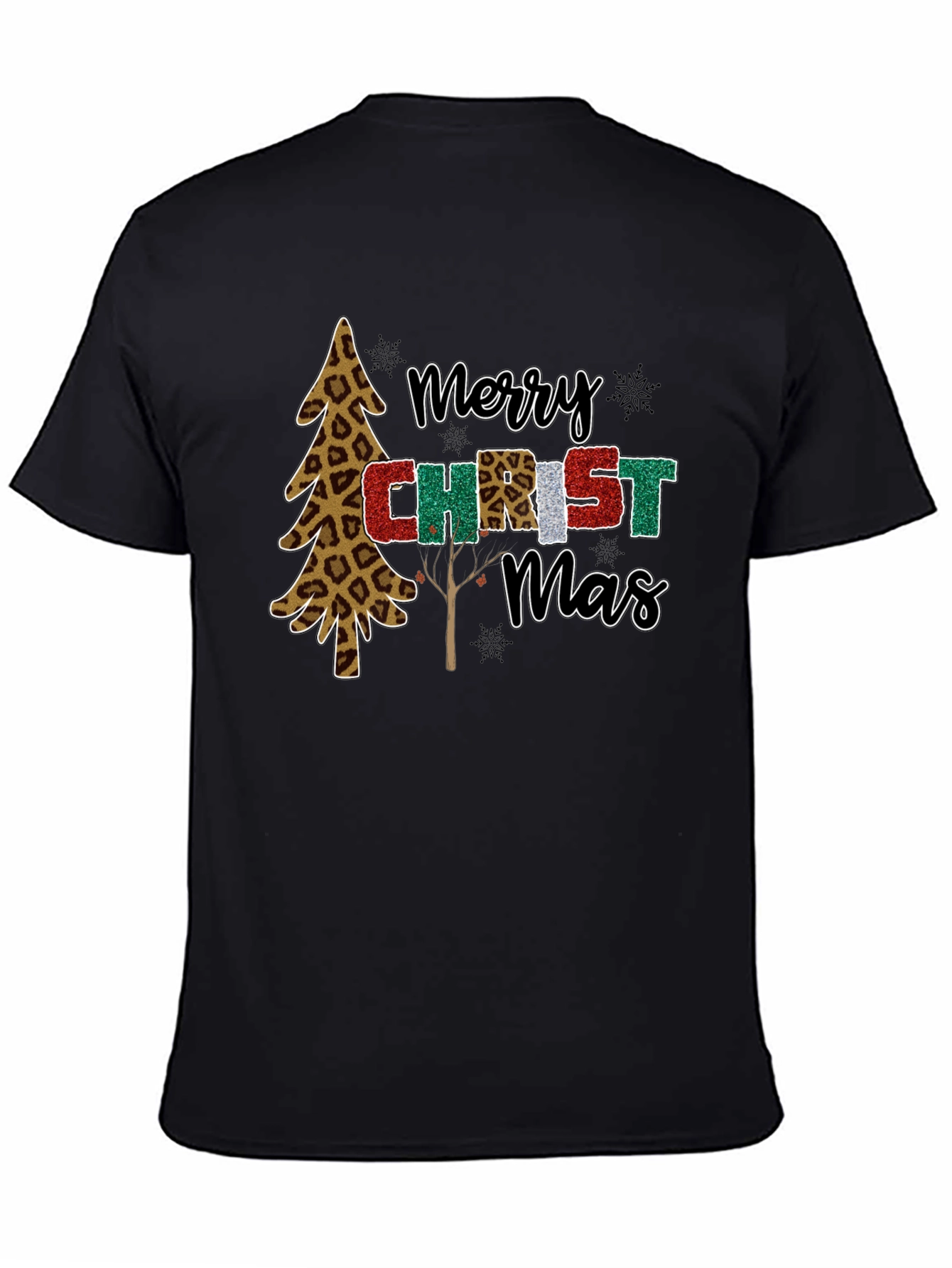 Merry Christmas Leopard Print Tree Holiday T-Shirt