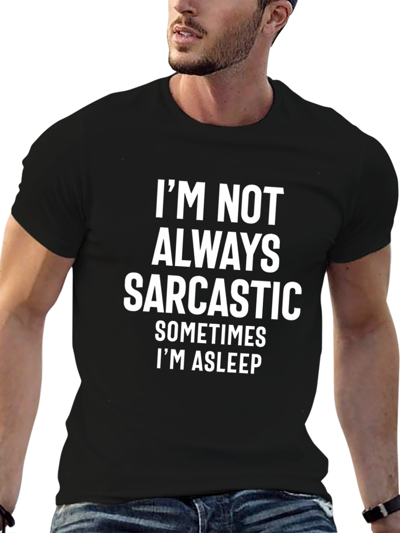 Sarcastic Humor Graphic Print Black T-Shirt