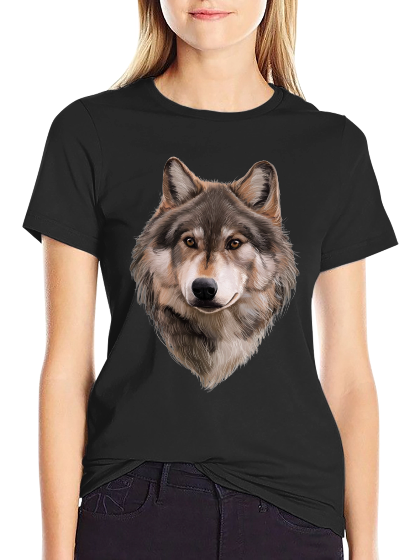 Wolf Graphic T-Shirt - Mens Black Animal Tee