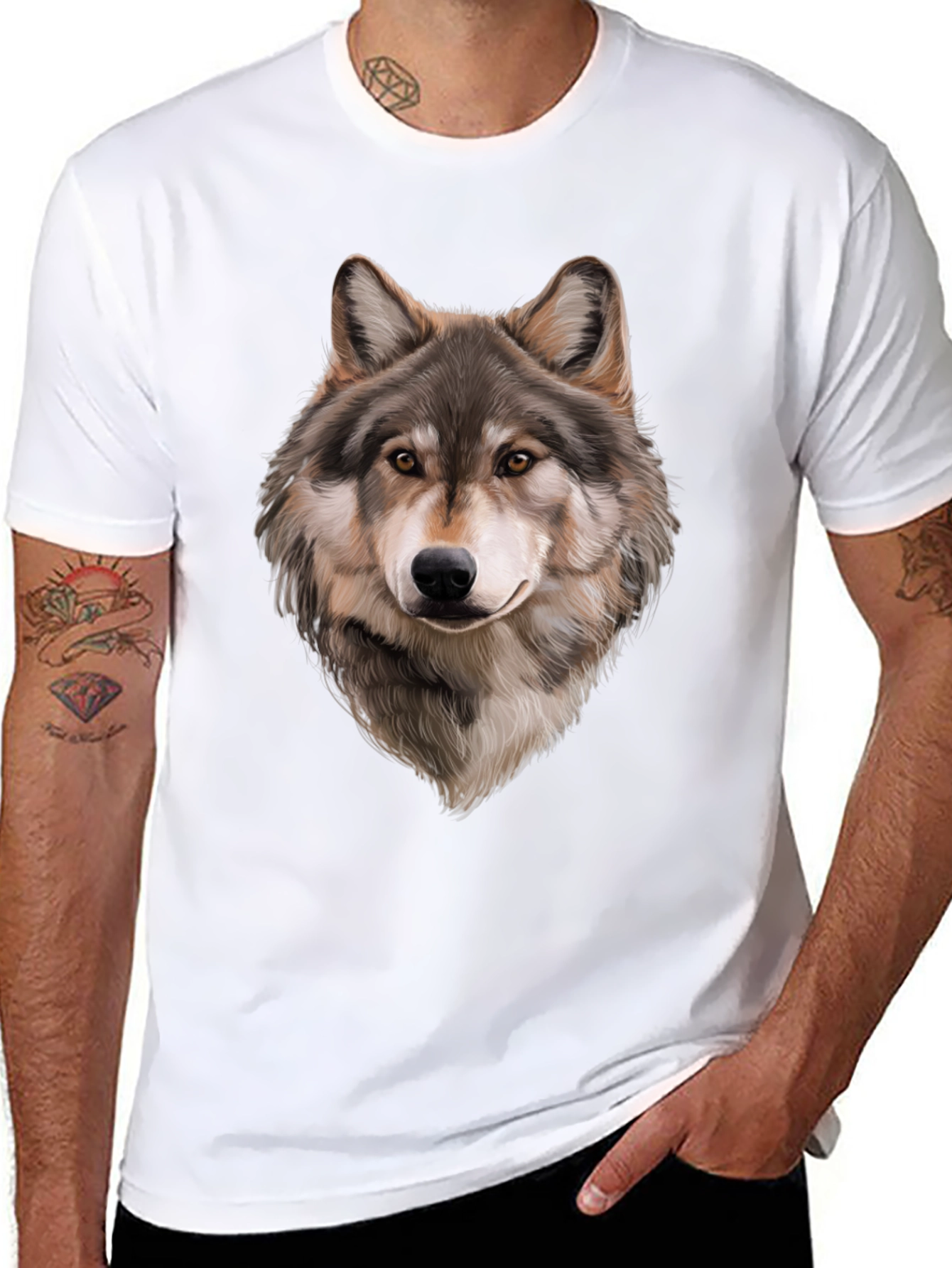 Wolf Graphic T-Shirt - Mens Black Animal Tee