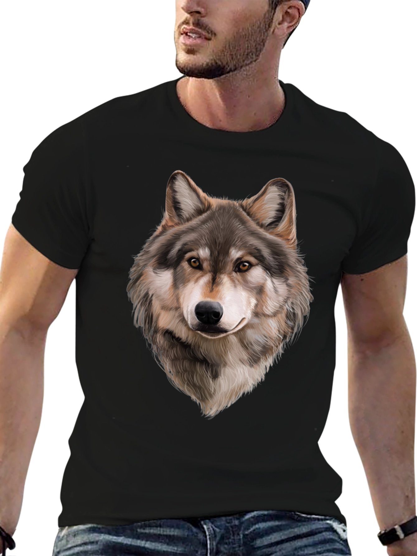Wolf Graphic T-Shirt - Mens Black Animal Tee
