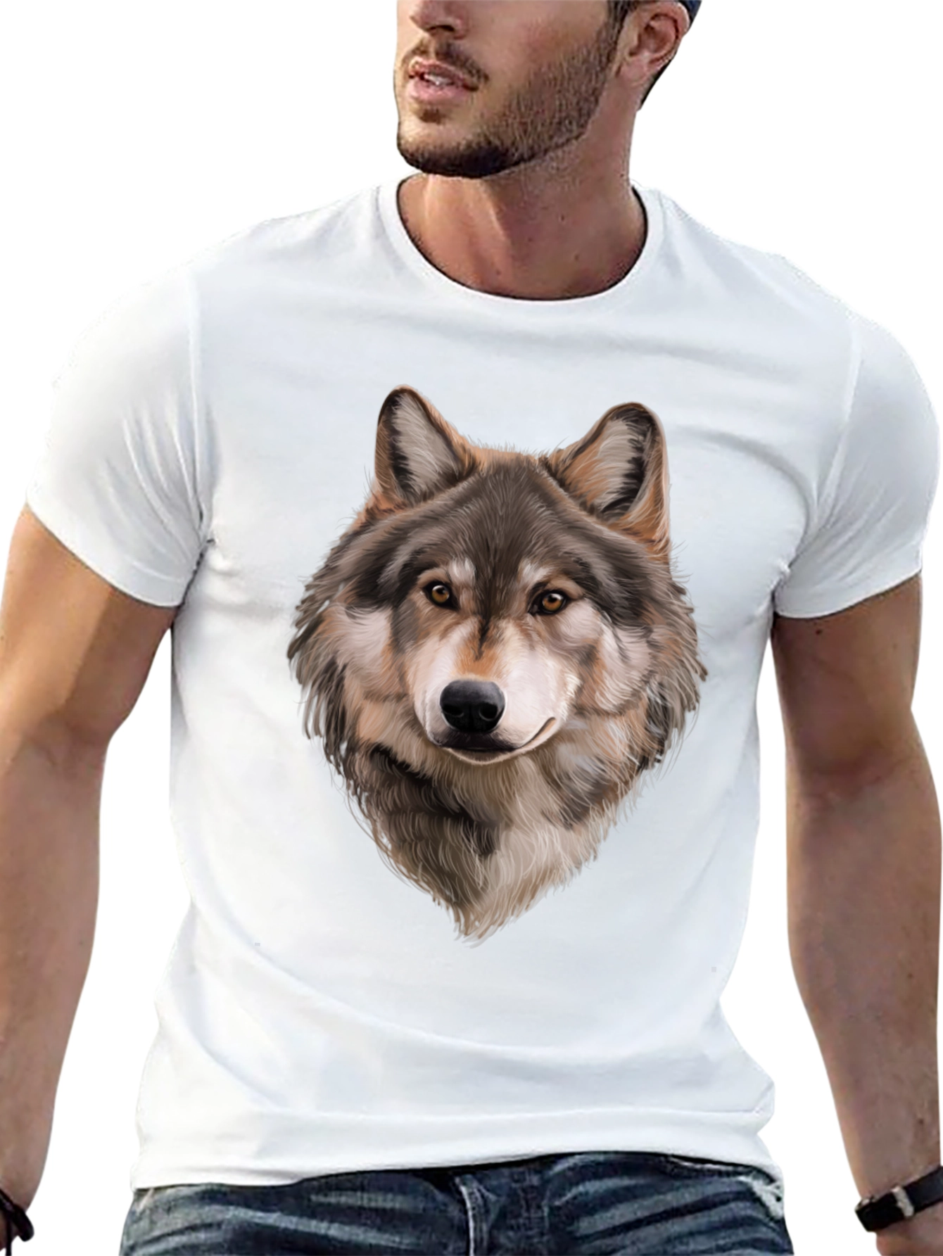 Wolf Graphic T-Shirt - Mens Black Animal Tee