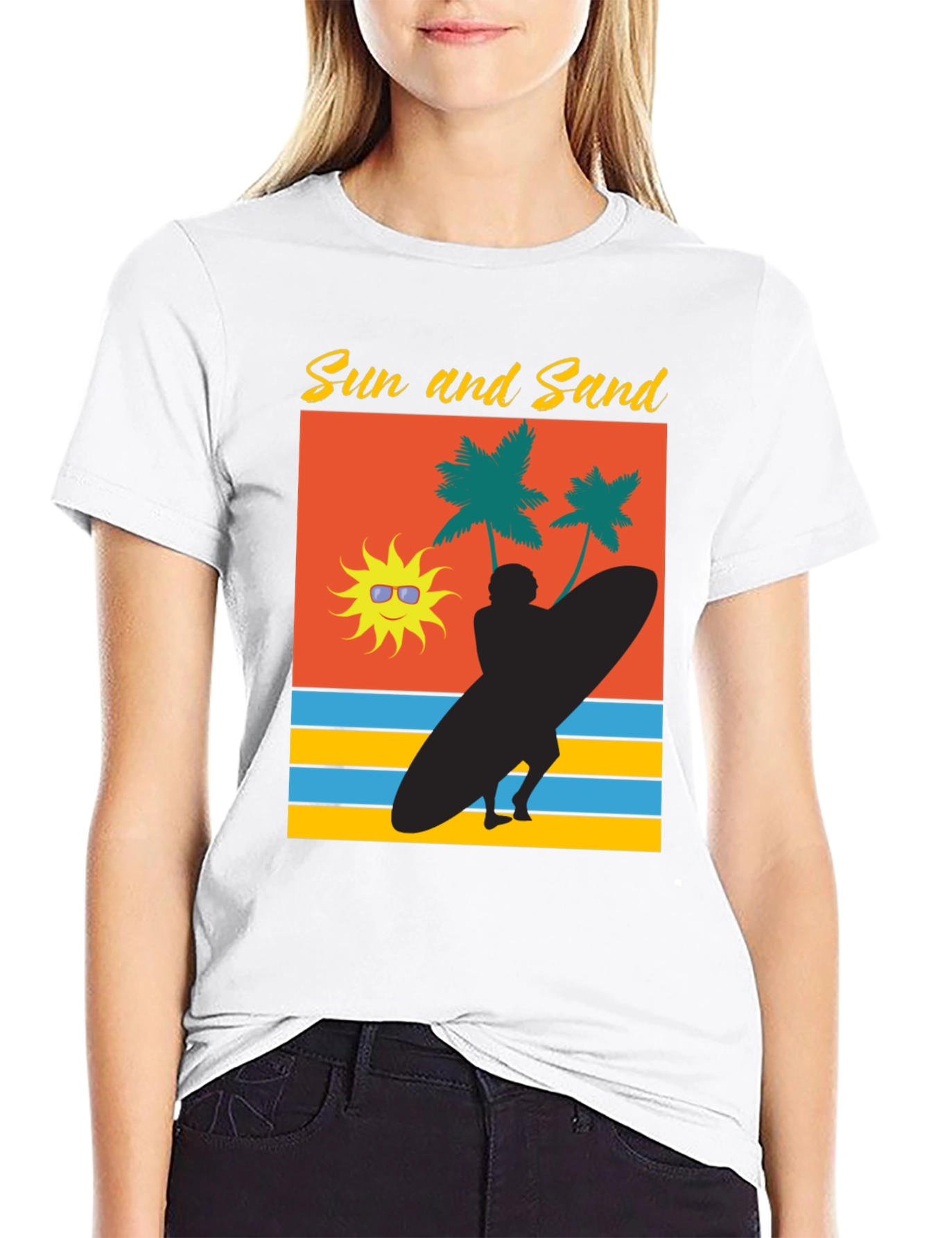 Sun & Sand Surfer Graphic Tee - Black