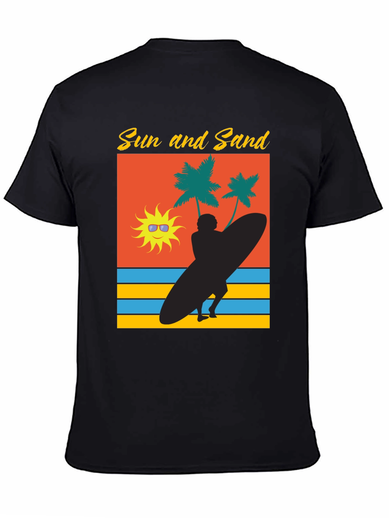 Sun & Sand Surfer Graphic Tee - Black