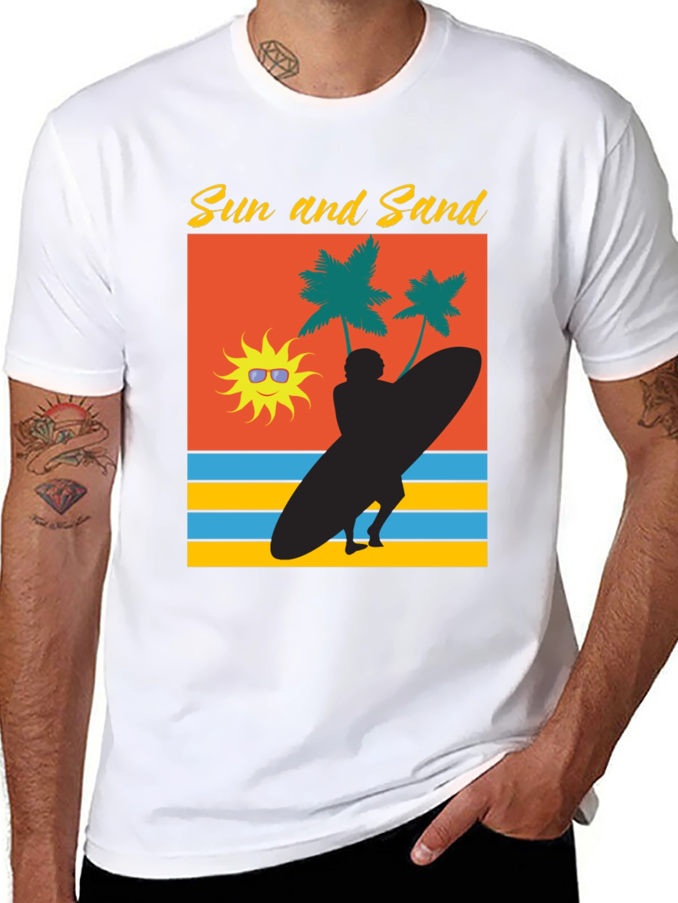 Sun & Sand Surfer Graphic Tee - Black