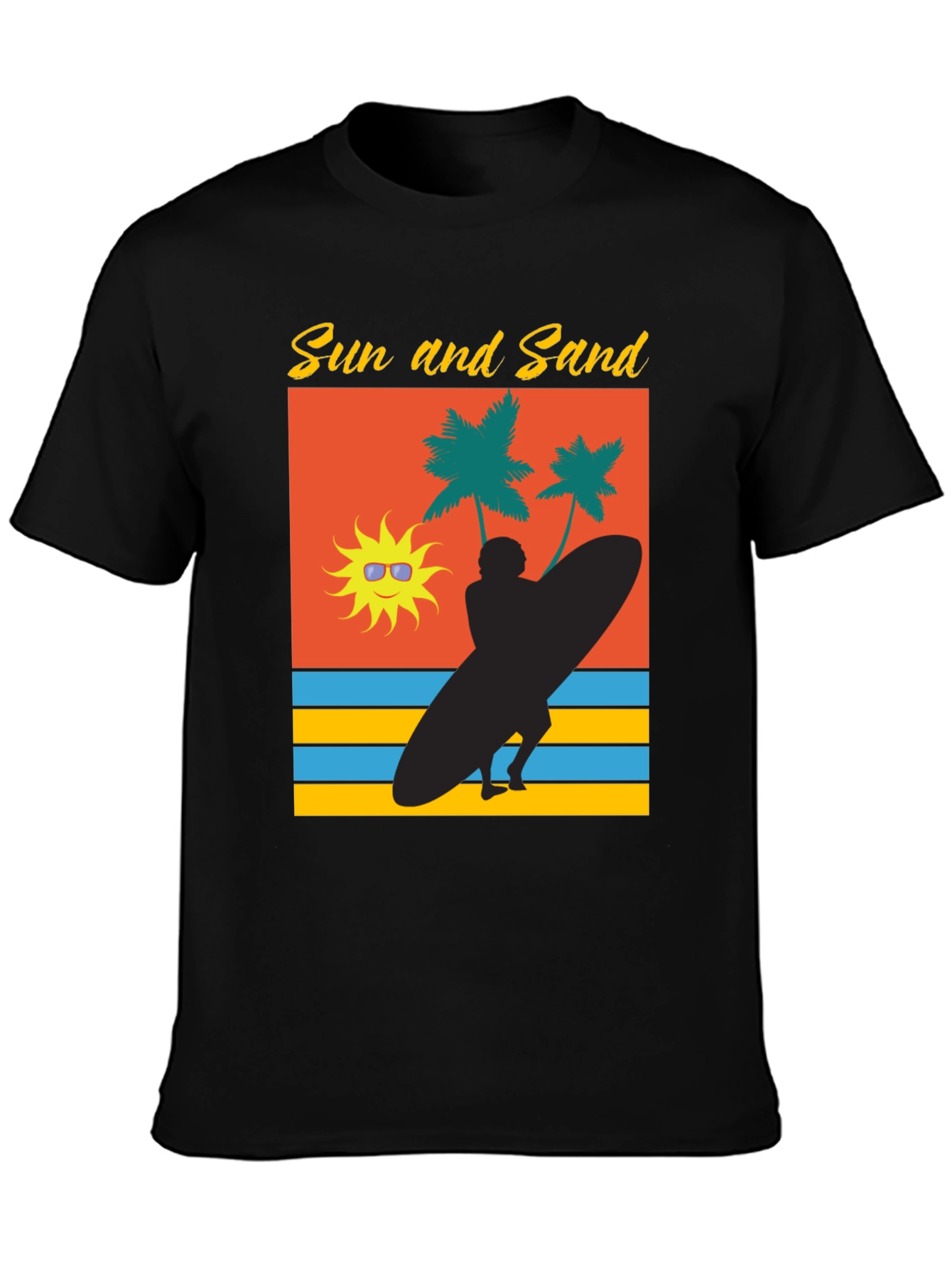 Sun & Sand Surfer Graphic Tee - Black