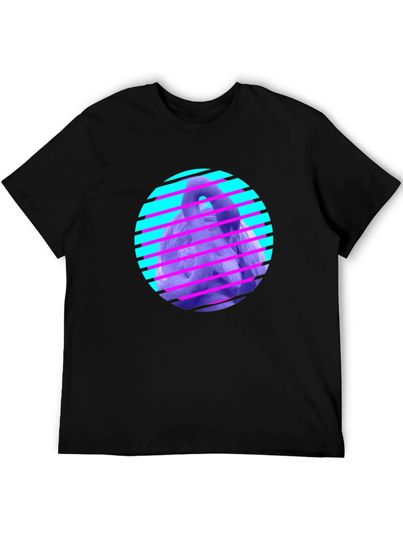 Retro Wave Gorilla Graphic Tee - Black Cotton
