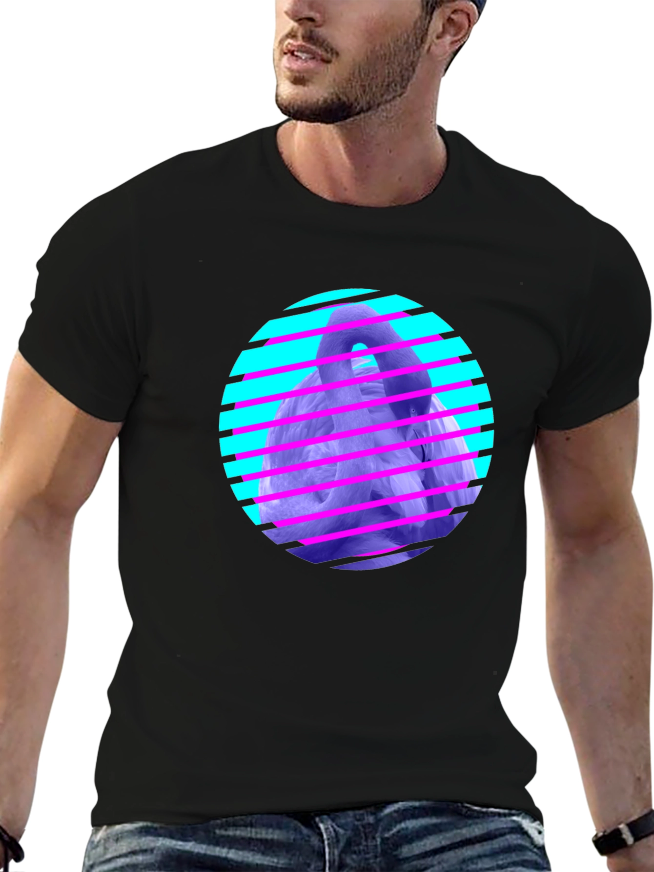 Retro Wave Gorilla Graphic Tee - Black Cotton