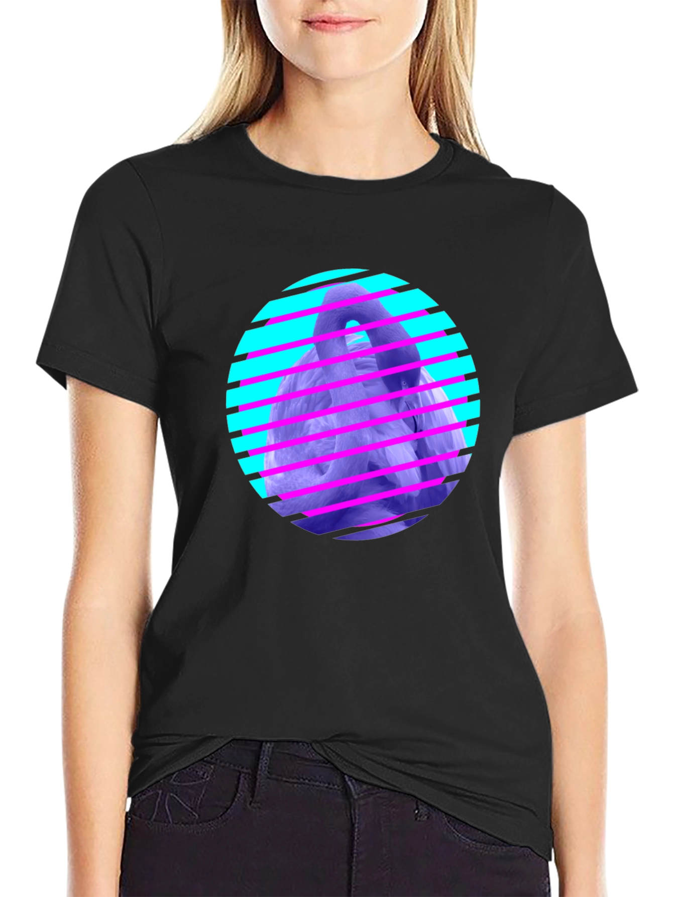 Retro Wave Gorilla Graphic Tee - Black Cotton