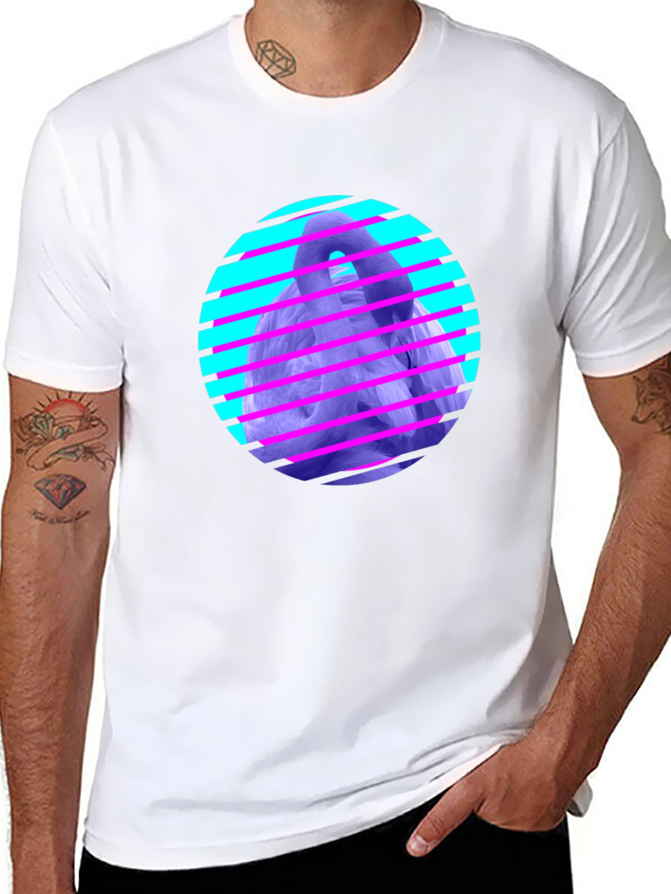 Retro Wave Gorilla Graphic Tee - Black Cotton
