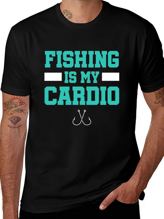 Fishing Is My Cardio T-Shirt - Black Cotton Tee