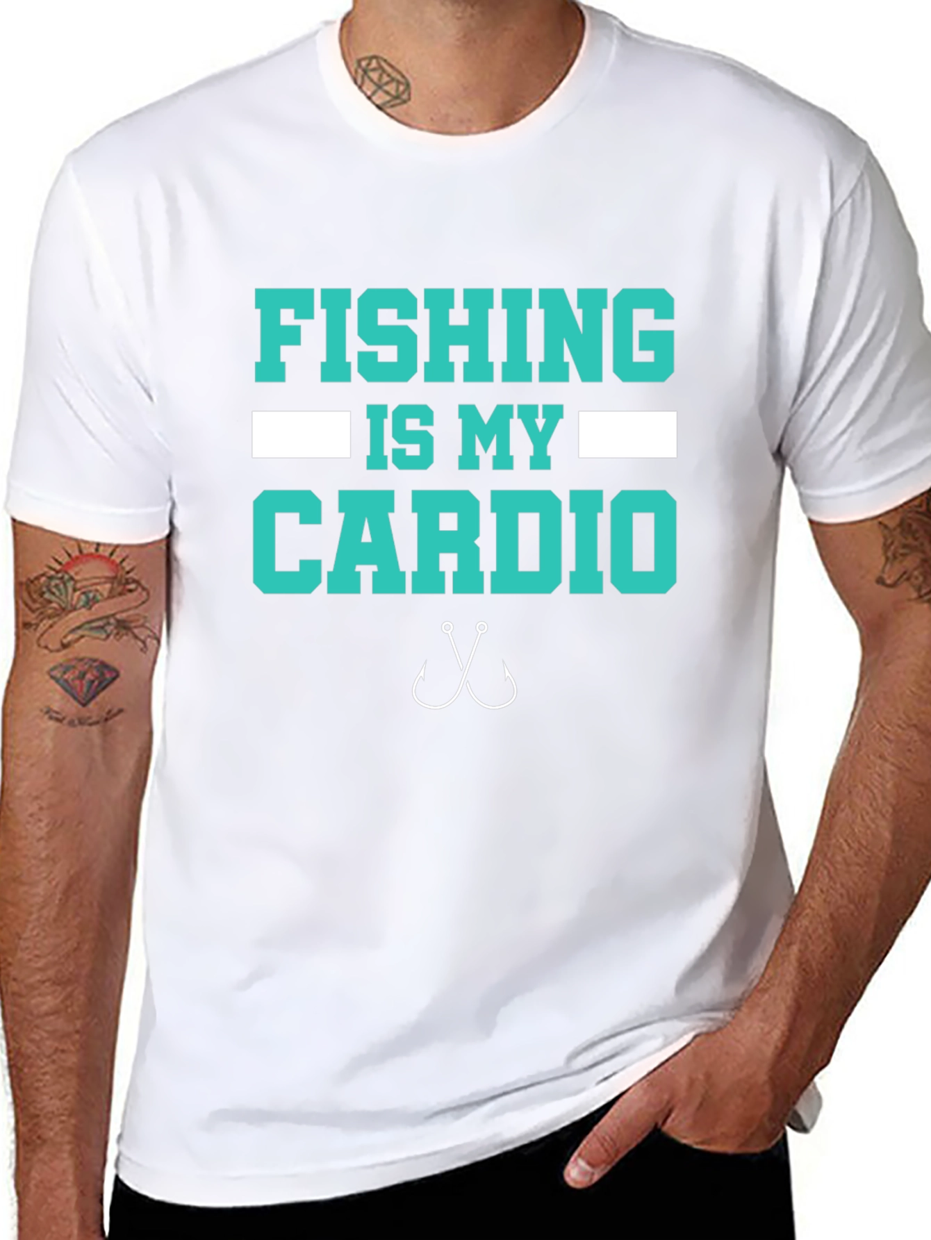 Fishing Is My Cardio T-Shirt - Black Cotton Tee