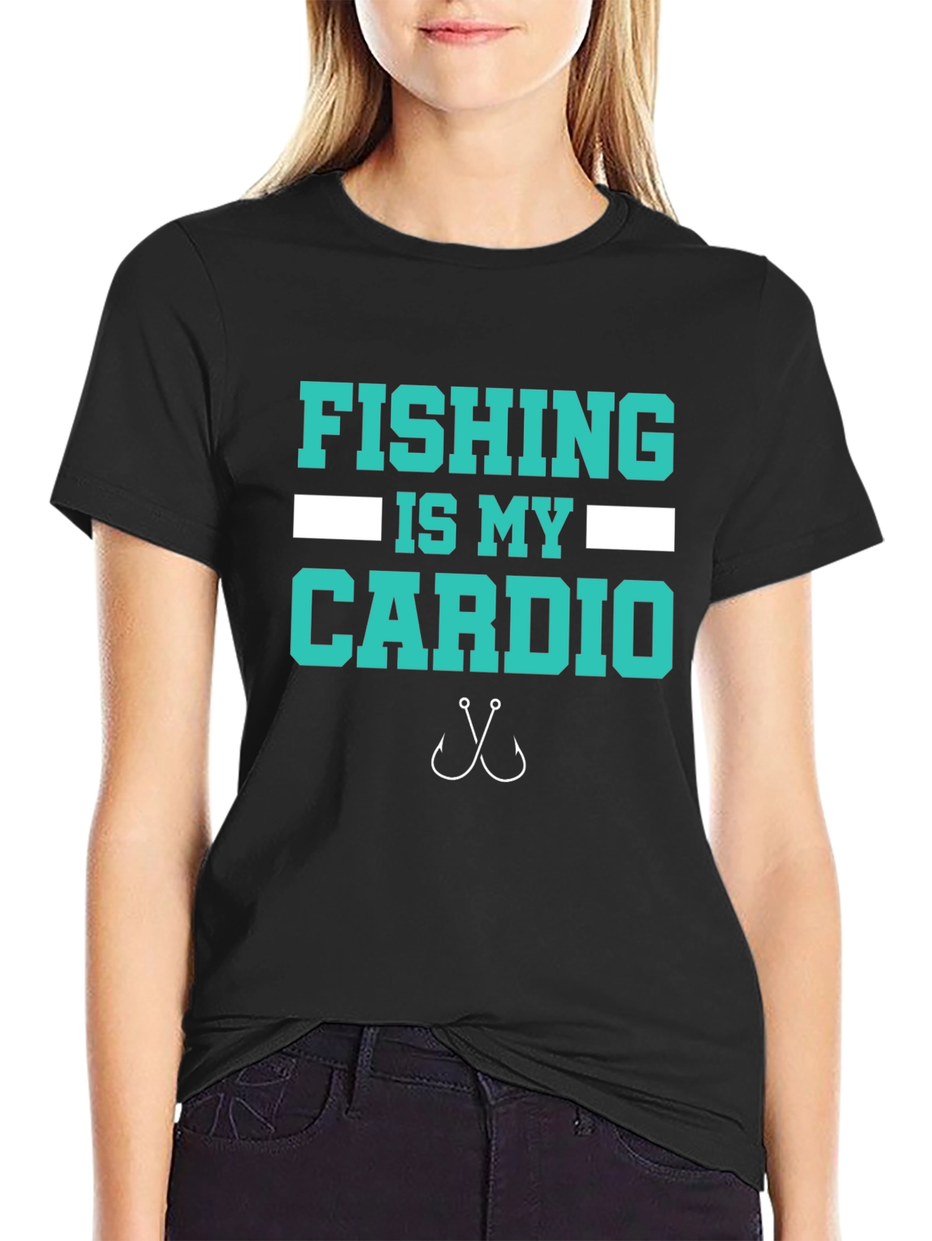 Fishing Is My Cardio T-Shirt - Black Cotton Tee
