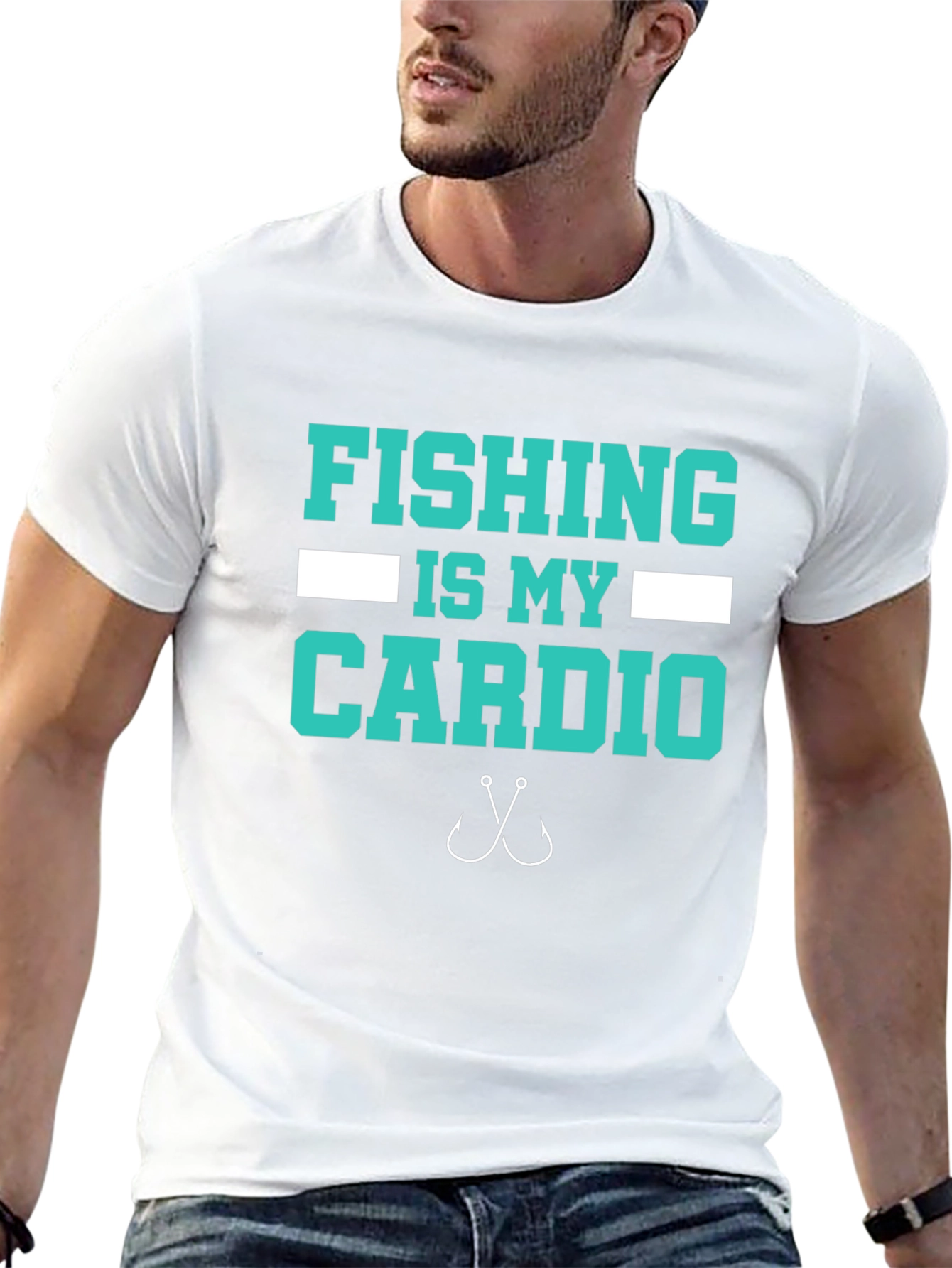 Fishing Is My Cardio T-Shirt - Black Cotton Tee