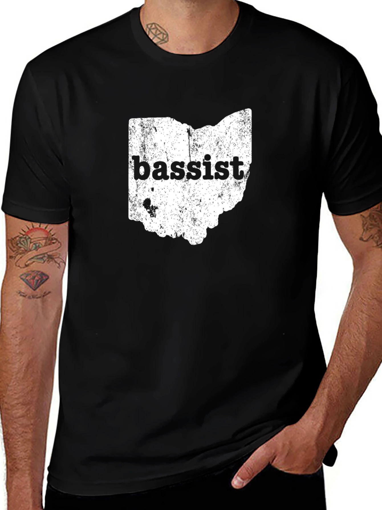 Ohio Bassist Distressed Graphic Tee - Black