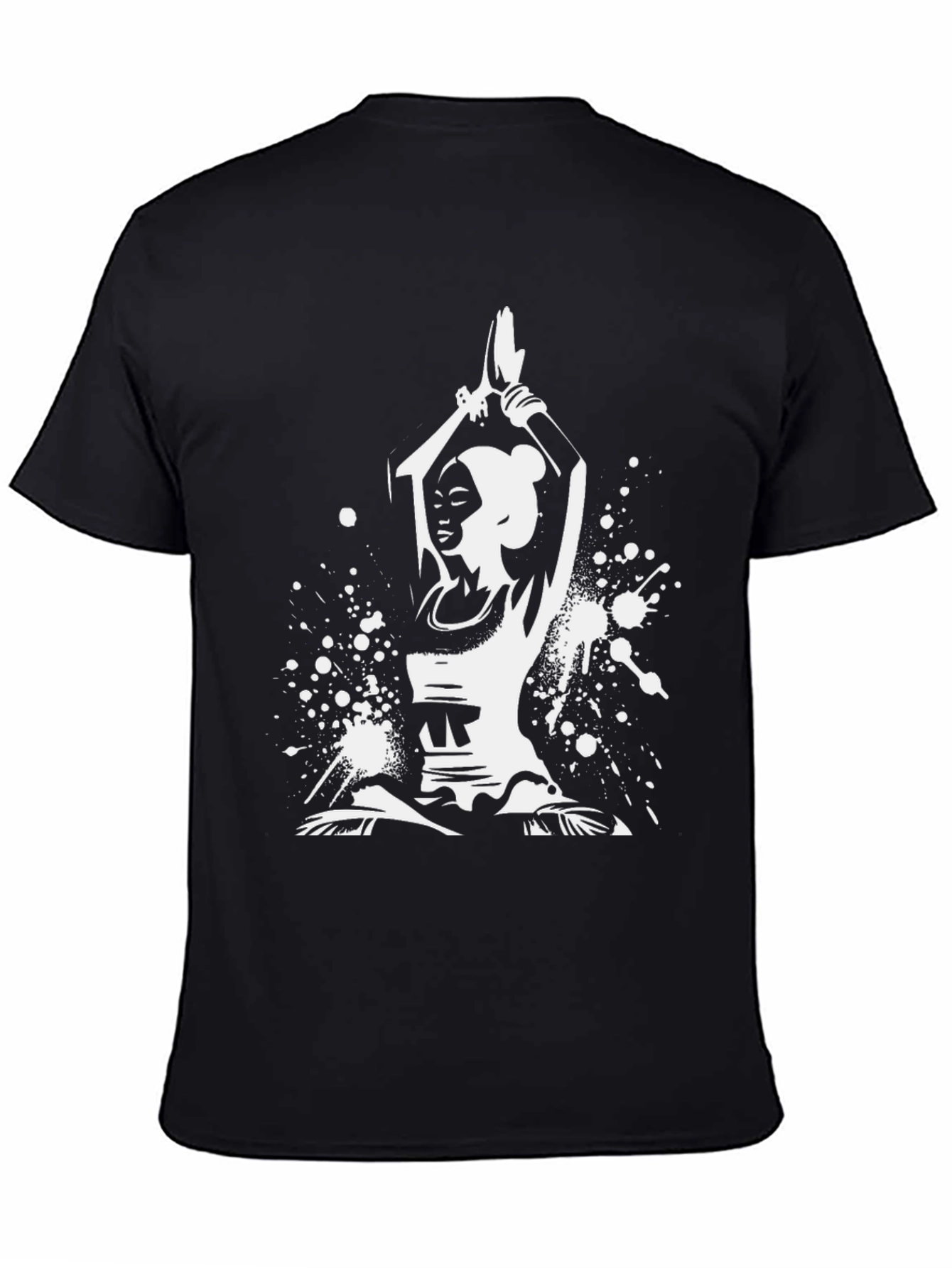 Yoga Pose Graphic Tee - Black Cotton Blend Shirt