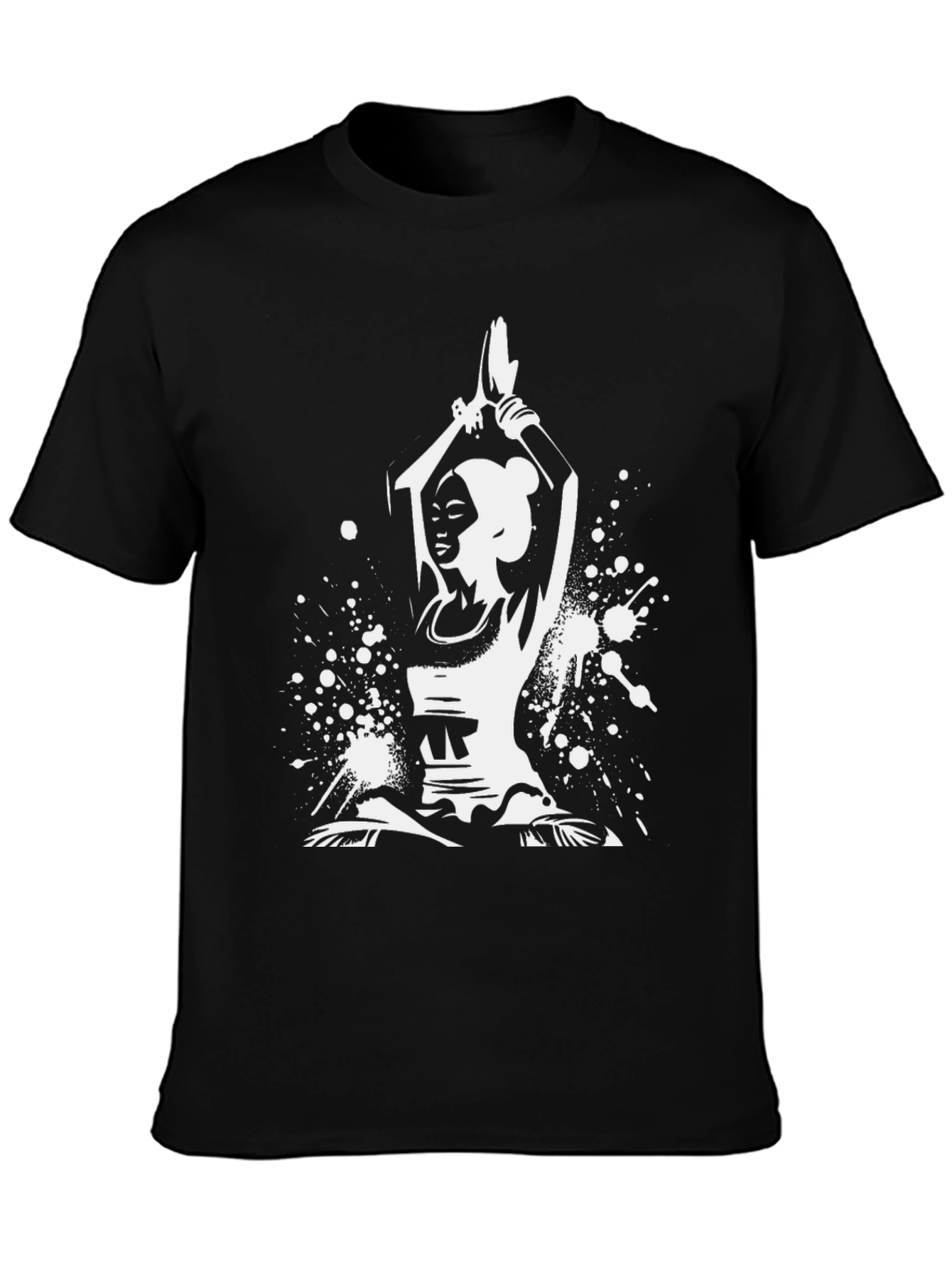 Yoga Pose Graphic Tee - Black Cotton Blend Shirt