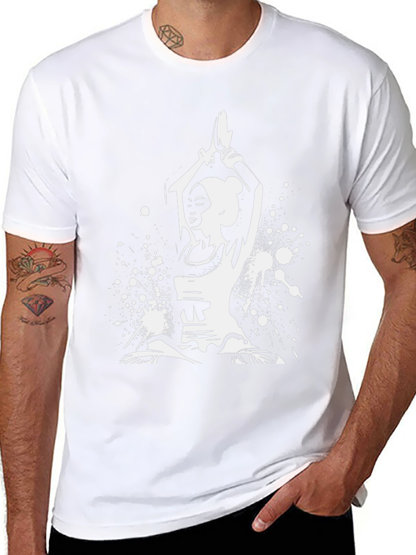 Yoga Pose Graphic Tee - Black Cotton Blend Shirt