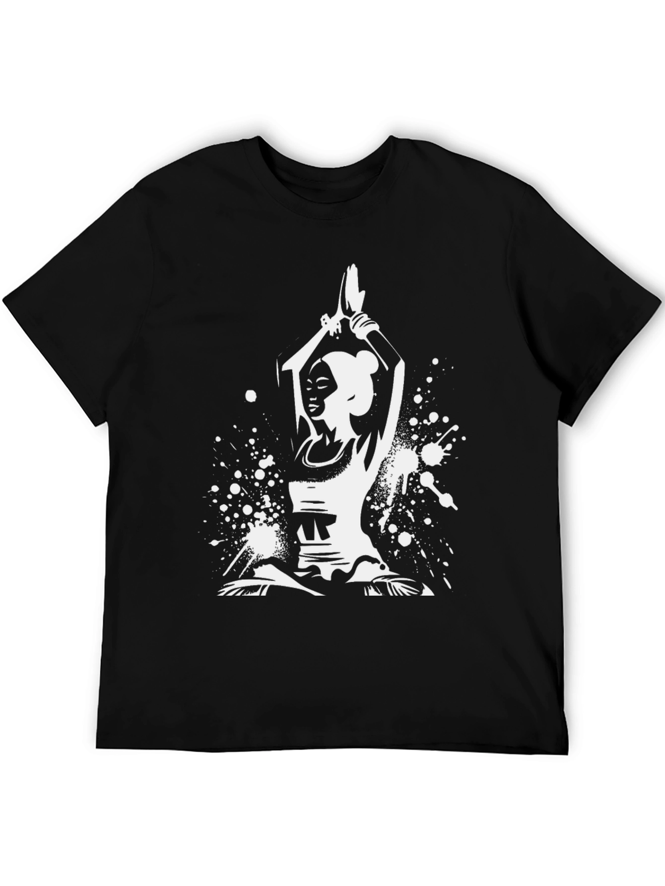 Yoga Pose Graphic Tee - Black Cotton Blend Shirt