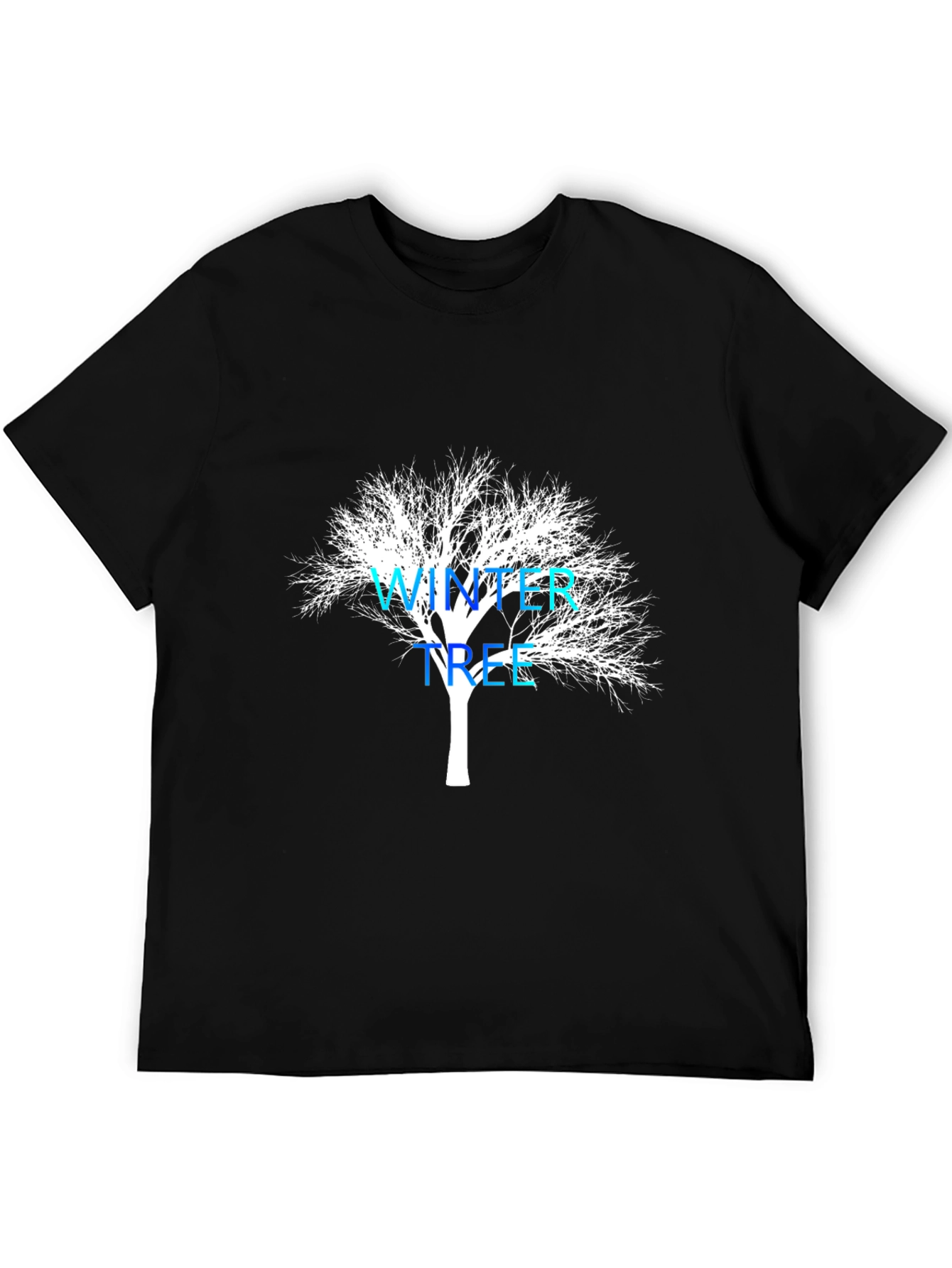 Winter Tree Graphic Tee - Black Cotton Casual Shirt