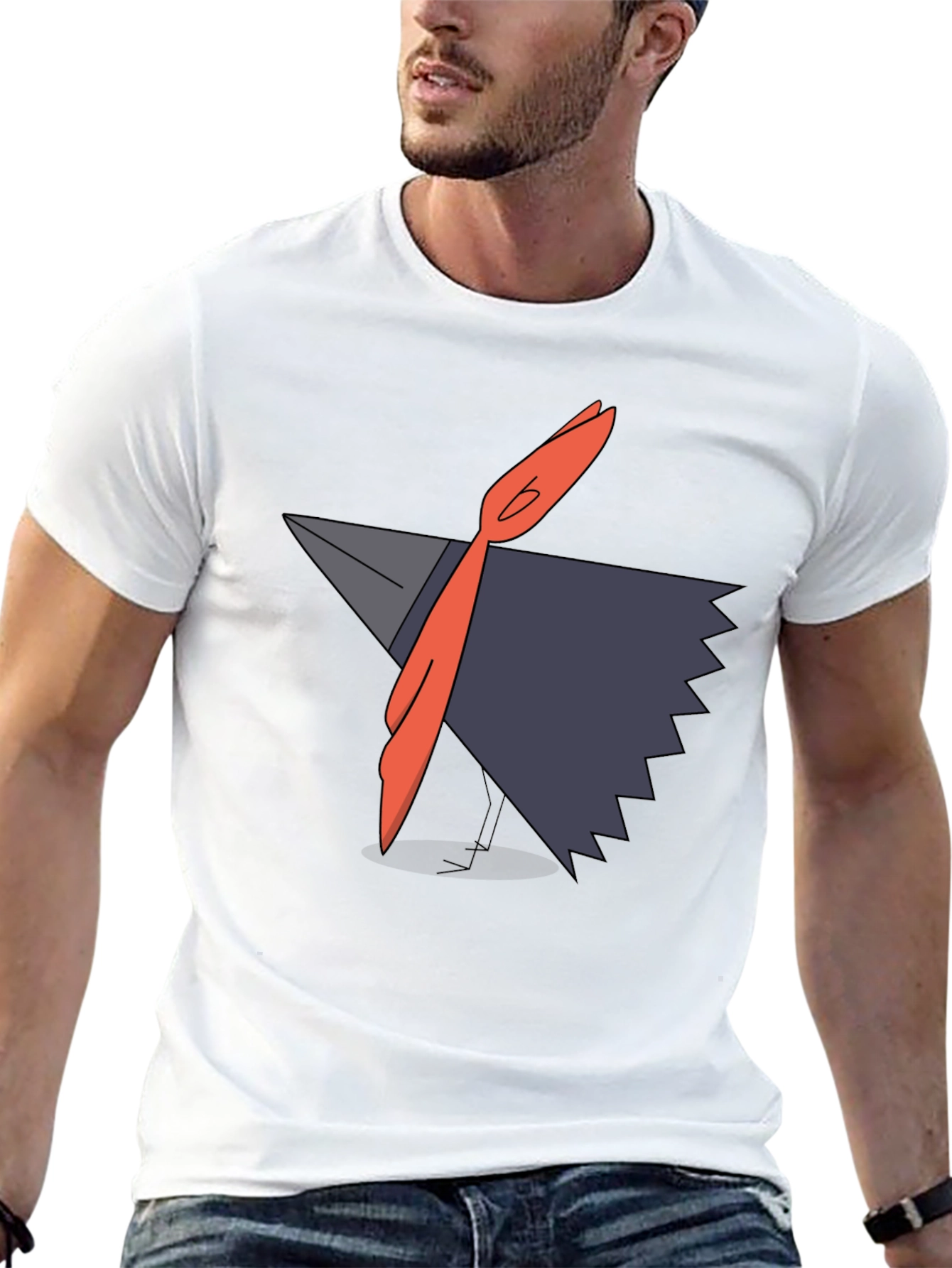 Modern Graphic Tee - Abstract Bird Design