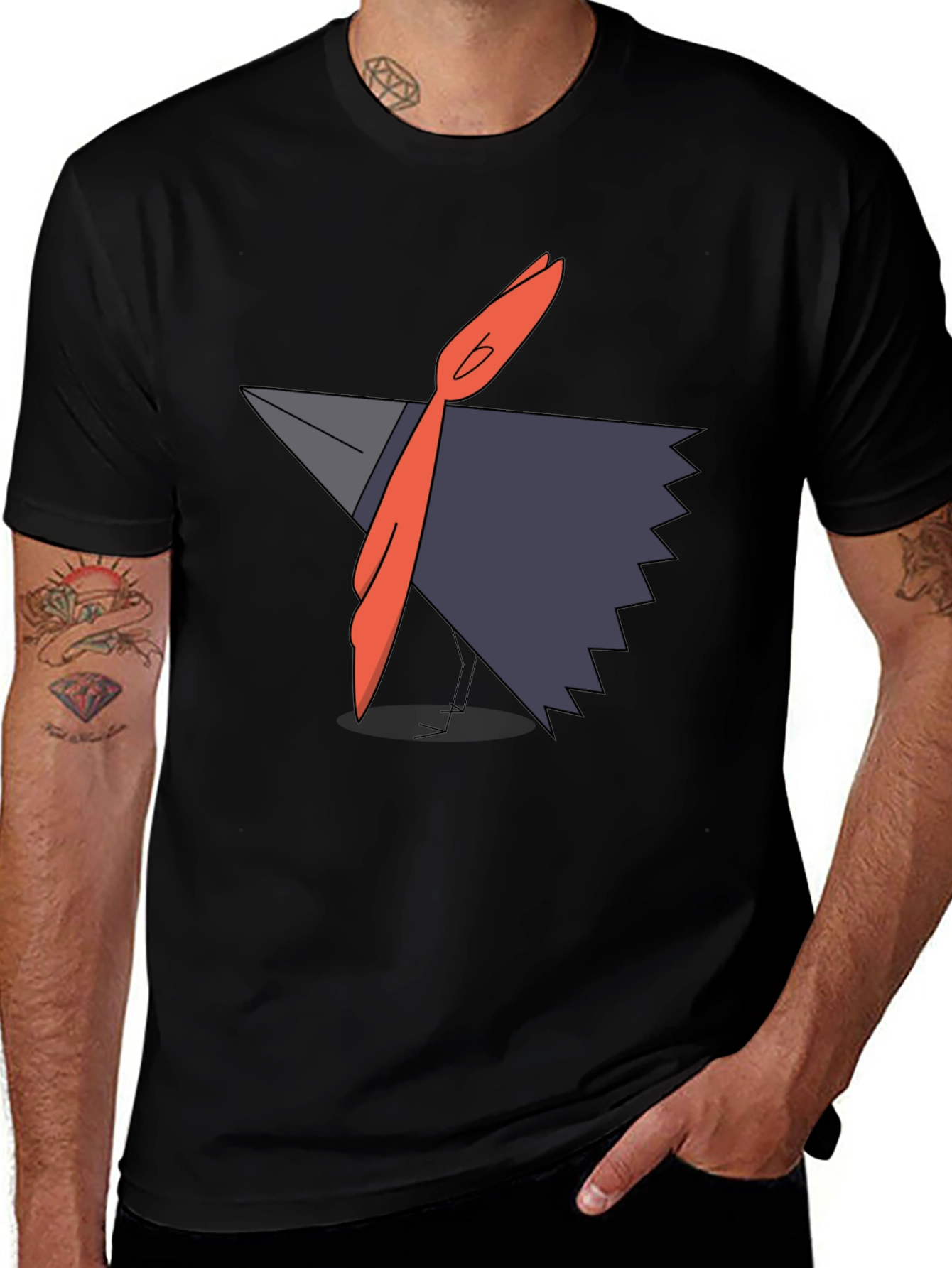 Modern Graphic Tee - Abstract Bird Design